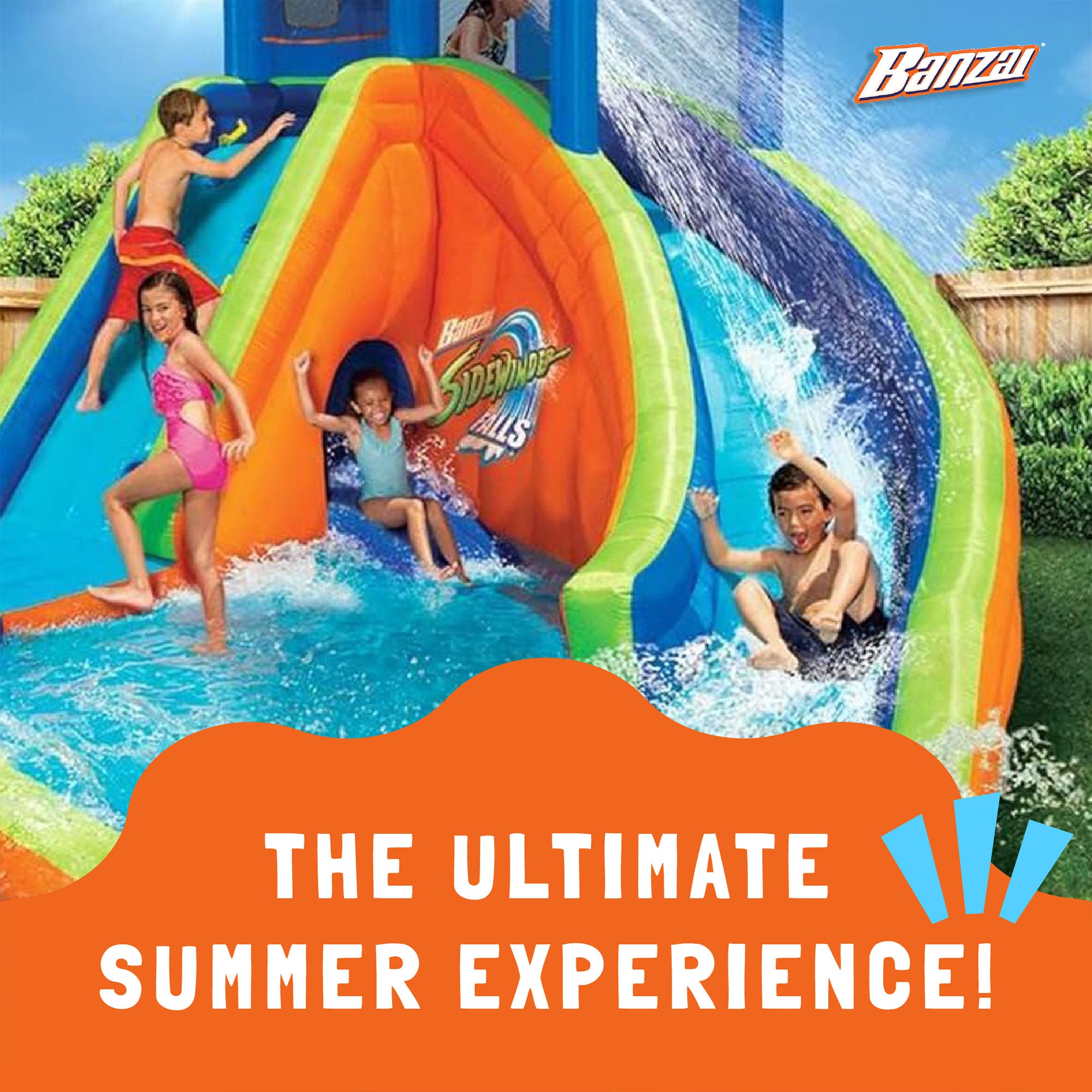Banzai Sidewinder Falls Inflatable Outdoor Adventure Splash Water Park Swim Pool - Smart-nests