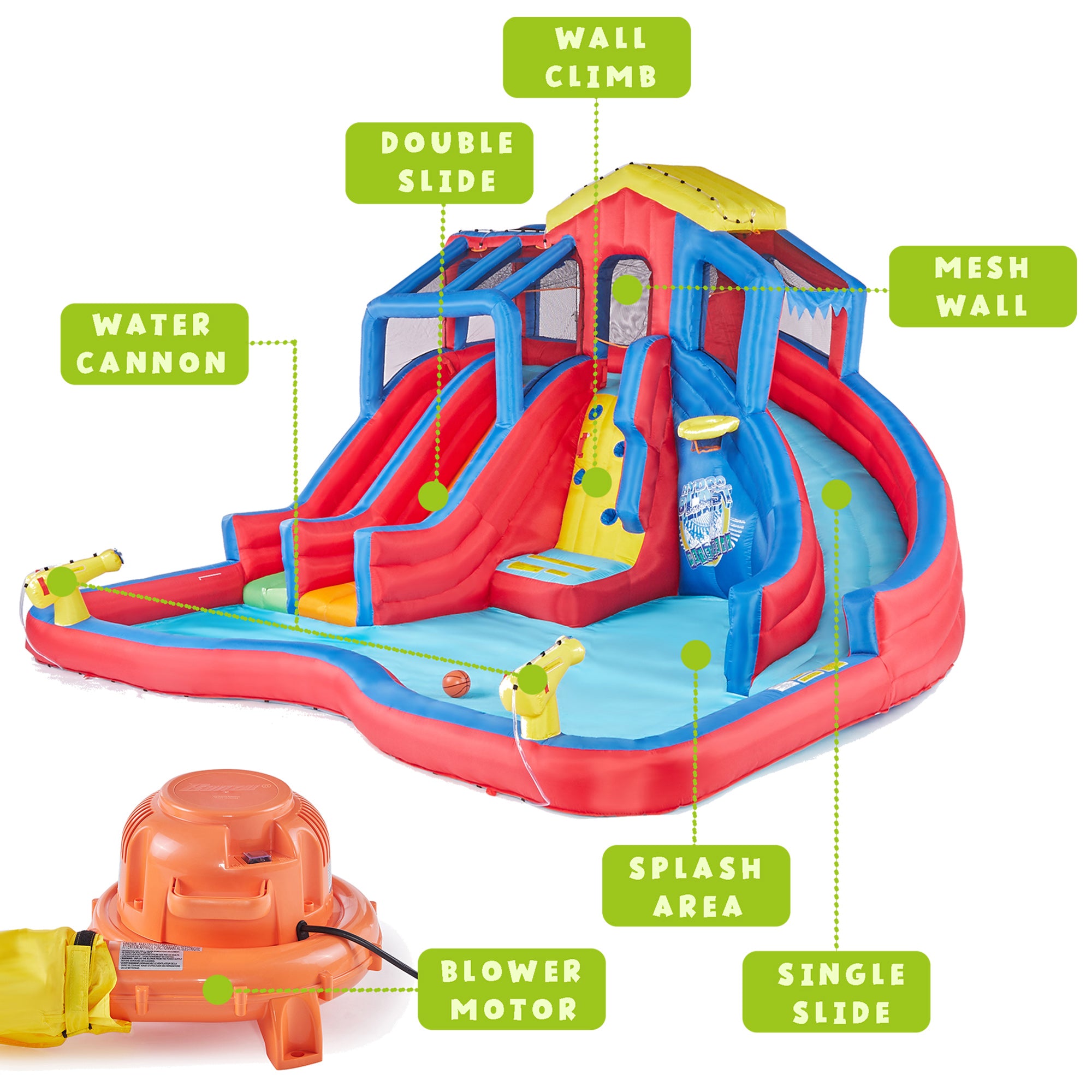 Banzai Hydro Blast Inflatable Play Water Park with Slides and Water Cannons - Smart-nests