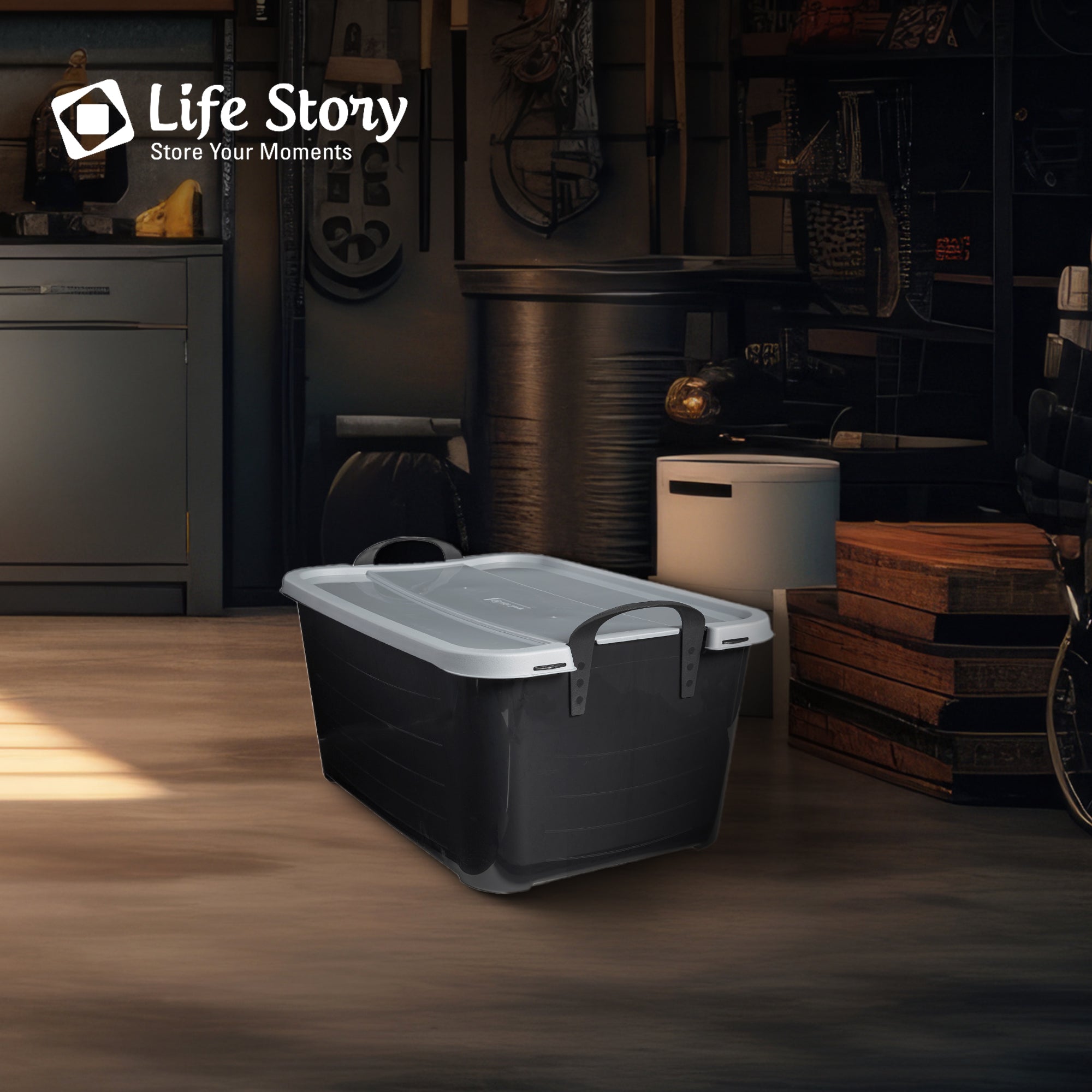 Life Story 55 Quart Stackable Storage Bin, Heavy Duty Lidded Container, 6 Pack
