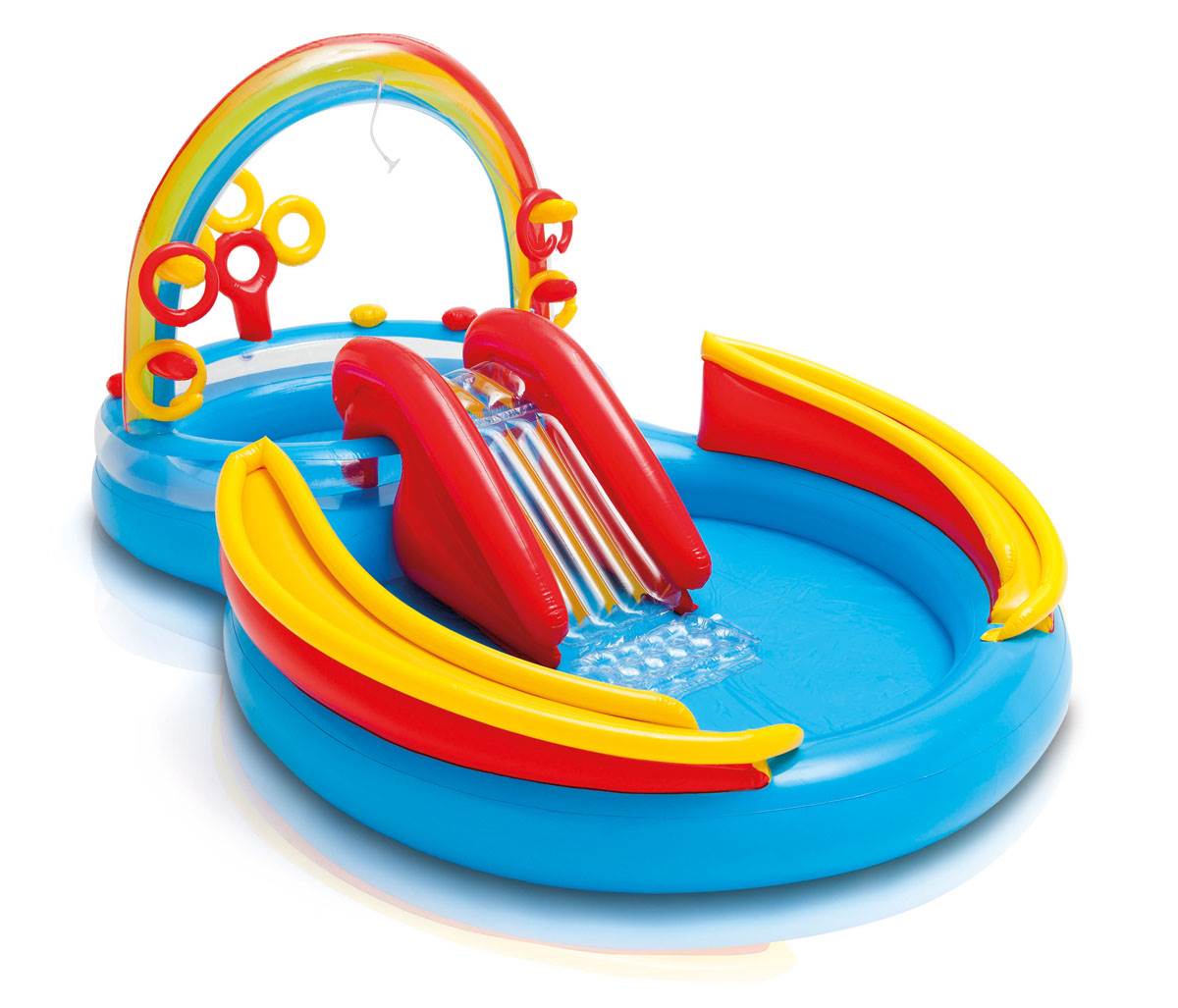 Intex 9.75ft x 6.3ft x 53in Rainbow Slide Kids Play Inflatable Pool Ring Center - Smart-nests