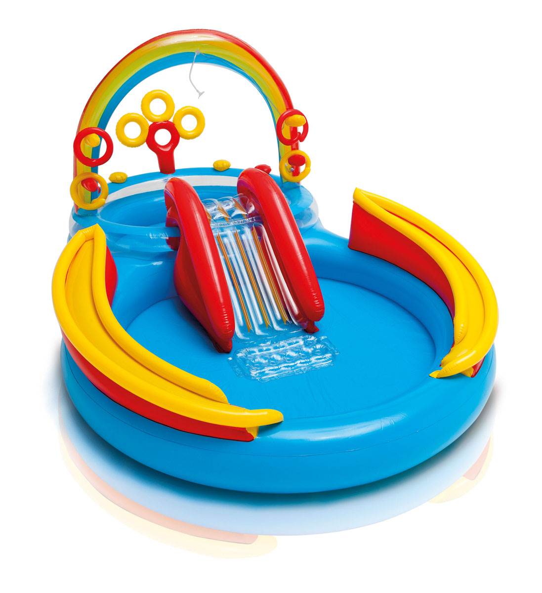 Intex 9.75ft x 6.3ft x 53in Rainbow Slide Kids Play Inflatable Pool Ring Center - Smart-nests