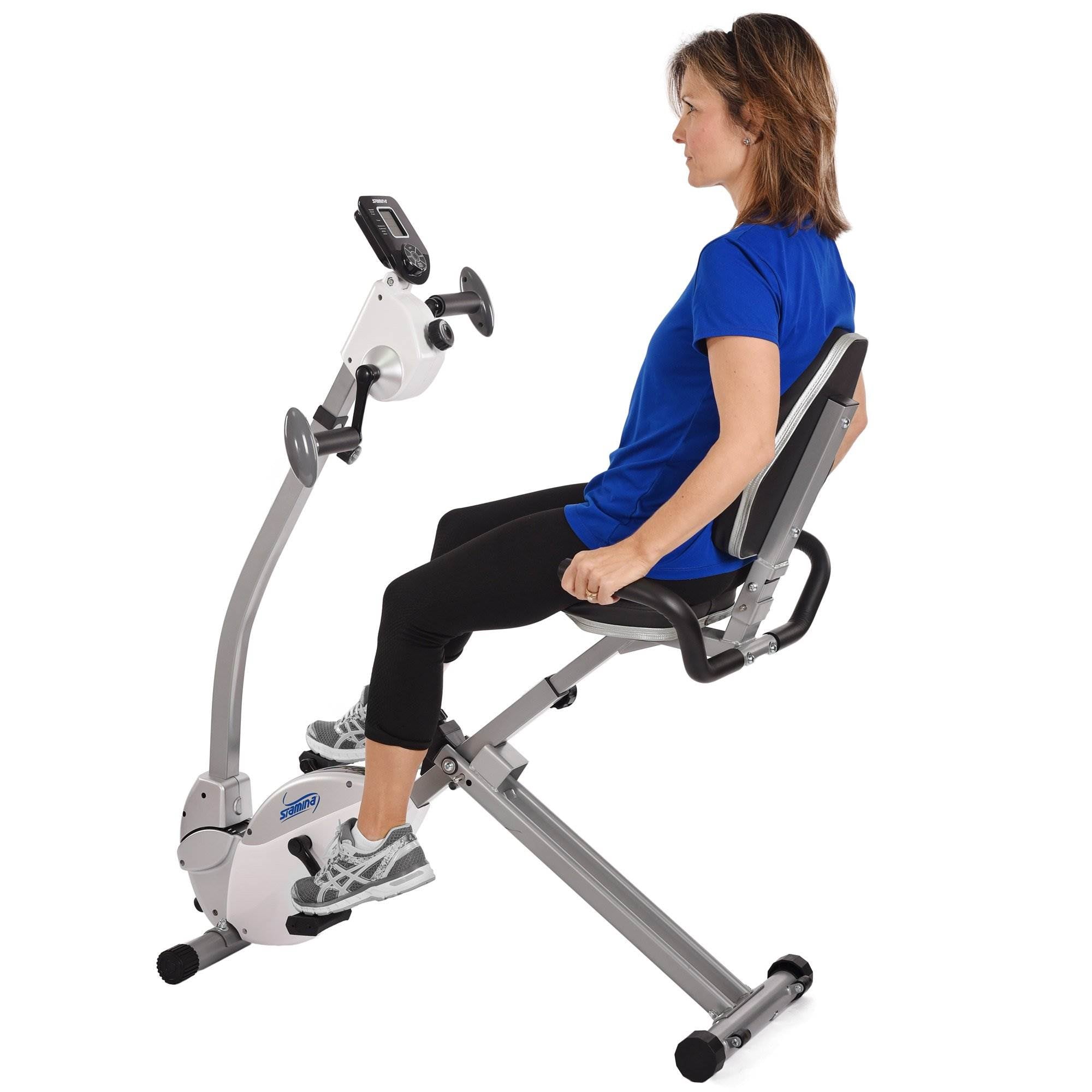Stamina Products Recumbent Indoor Cardio Exercise Bike with Upper Body Exerciser - Smart-nests
