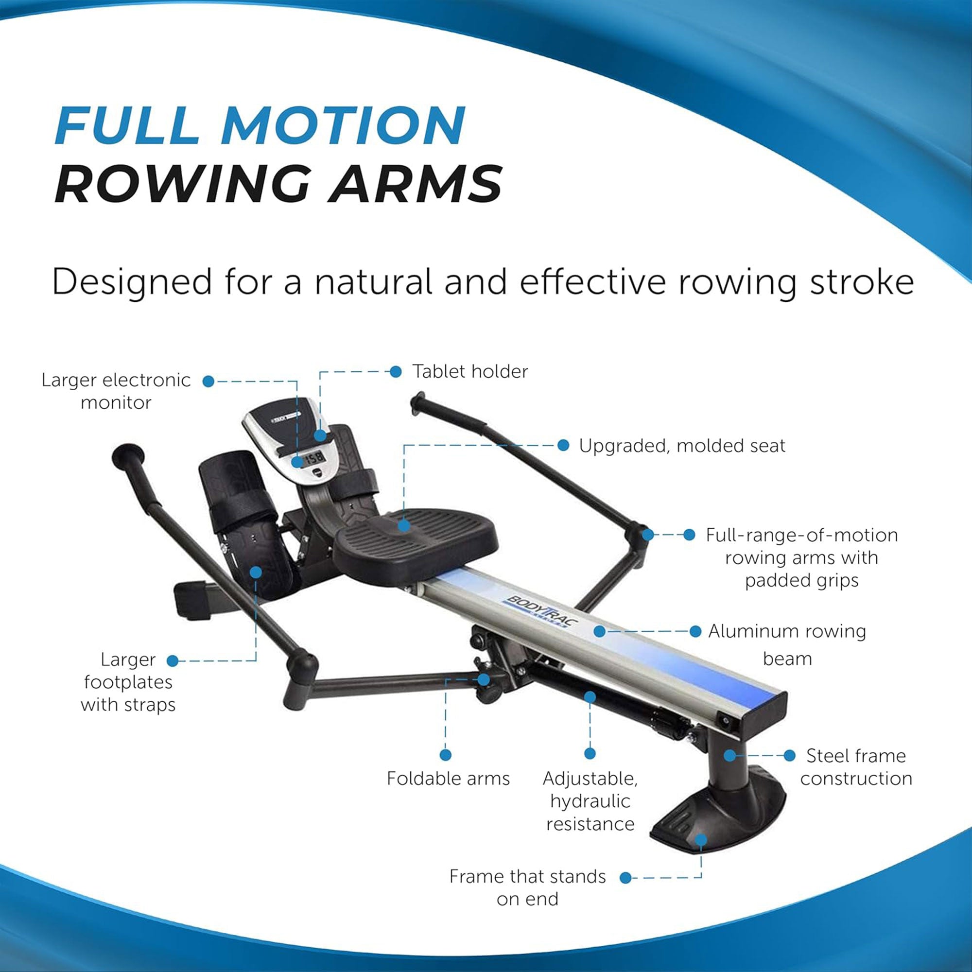 Stamina BodyTrac Glider 1060 Cardio Exercise Fitness Rower Rowing Machine - Smart-nests