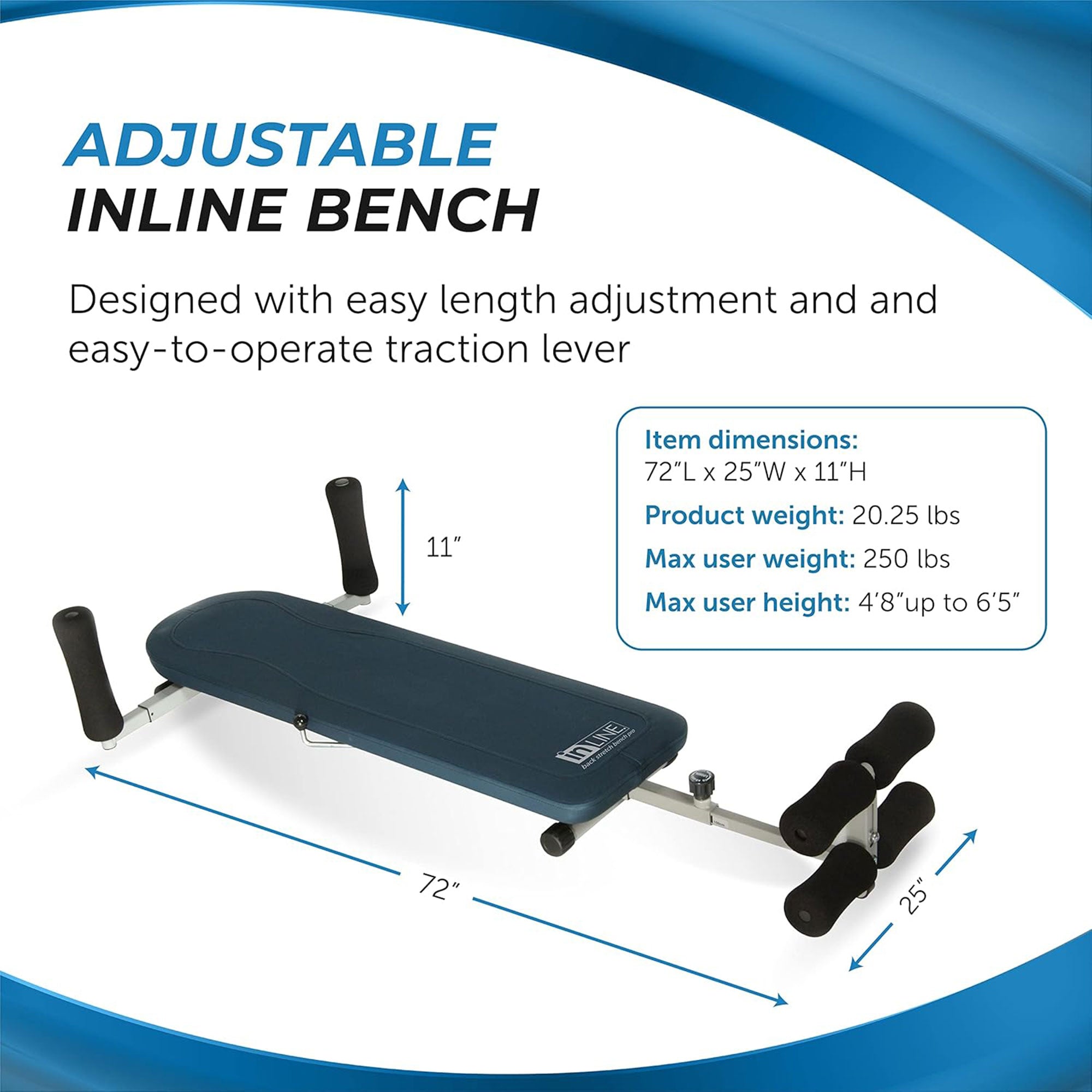 Stamina Products InLine Traction System Joints and Back Stretch Bench, Blue Gray - Smart-nests