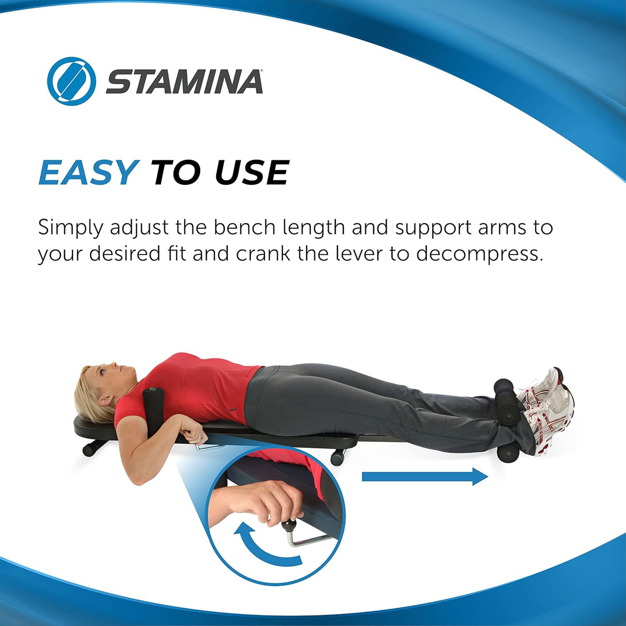 Stamina Products InLine Traction System Joints and Back Stretch Bench, Blue Gray - Smart-nests