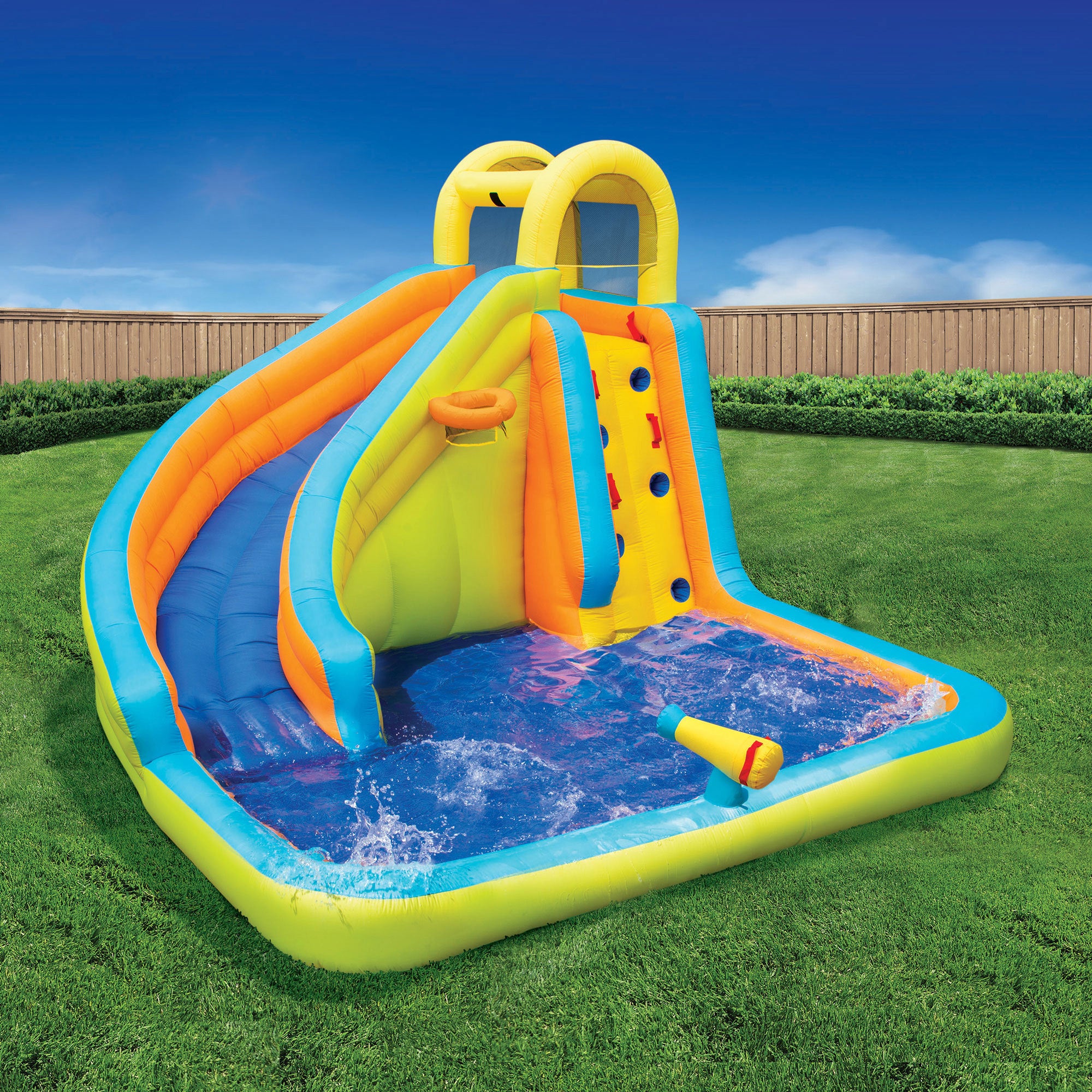 Banzai Splash 'N Blast Kids Outdoor Backyard Inflatable Water Slide Splash Park - Smart-nests