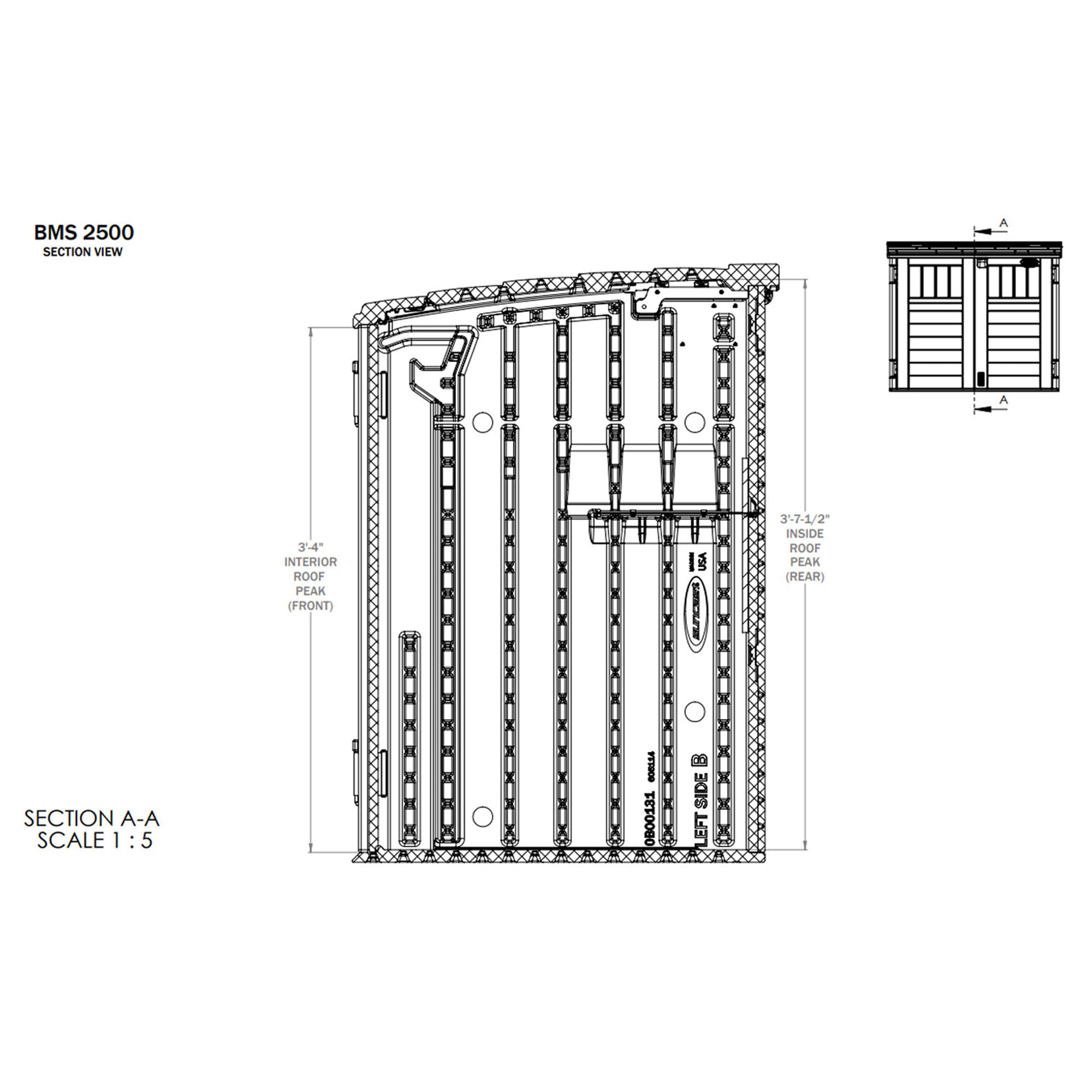 Suncast BMS2500 53 x 31.5 x 45.5" Horizontal Resin Outdoor Storage Shed w/ Floor - Smart-nests
