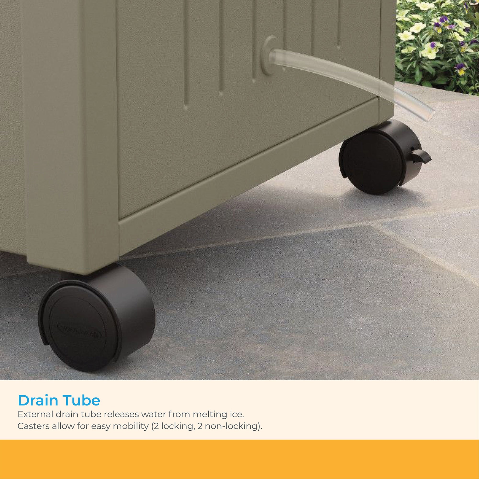 Suncast DCCW3000D 77 Quart Resin Wicker Patio Cooler with Cabinet & Wire Basket - Smart-nests