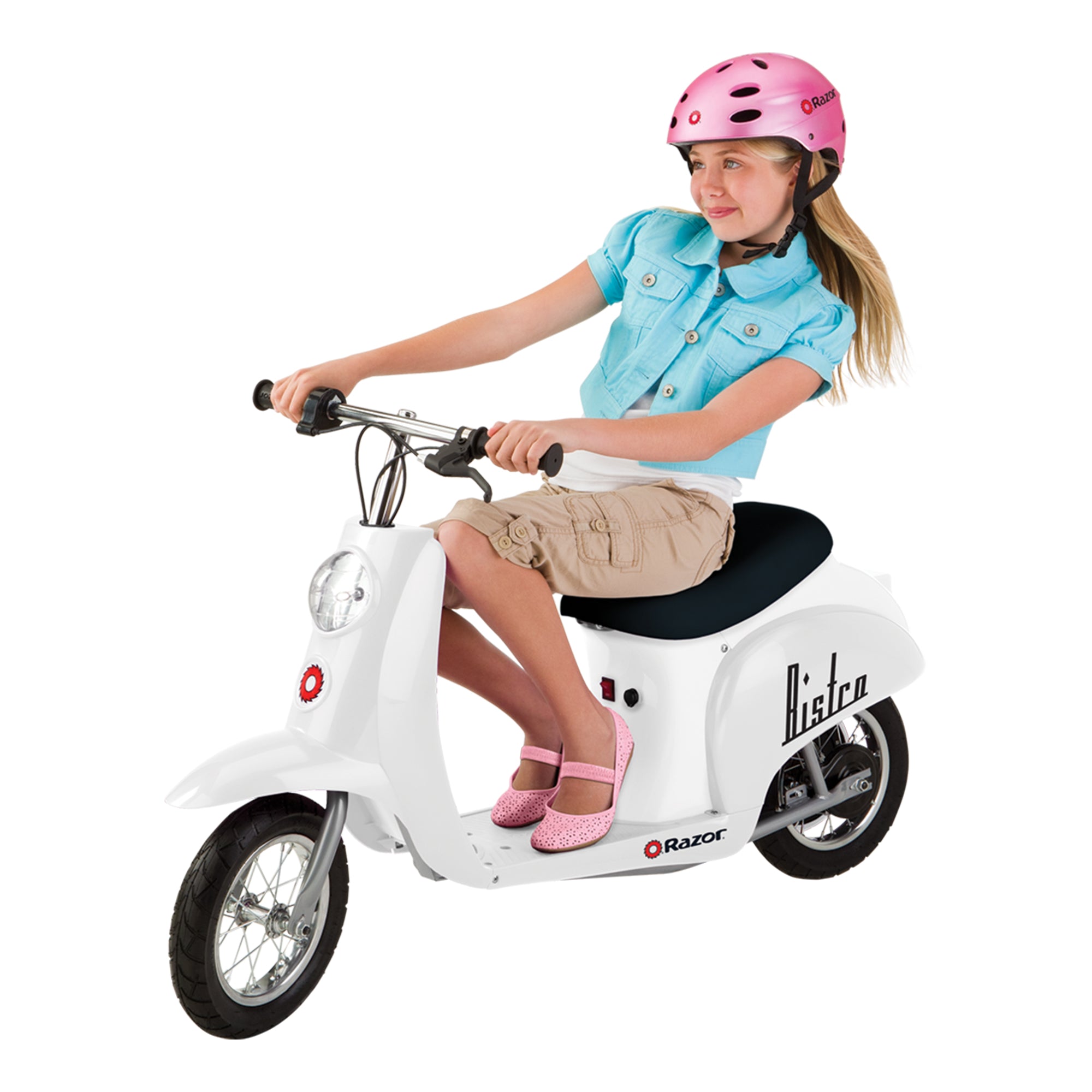 Razor Pocket Mod Miniature Euro 24V Electric Kids Ride On Retro Scooter, White - Smart-nests