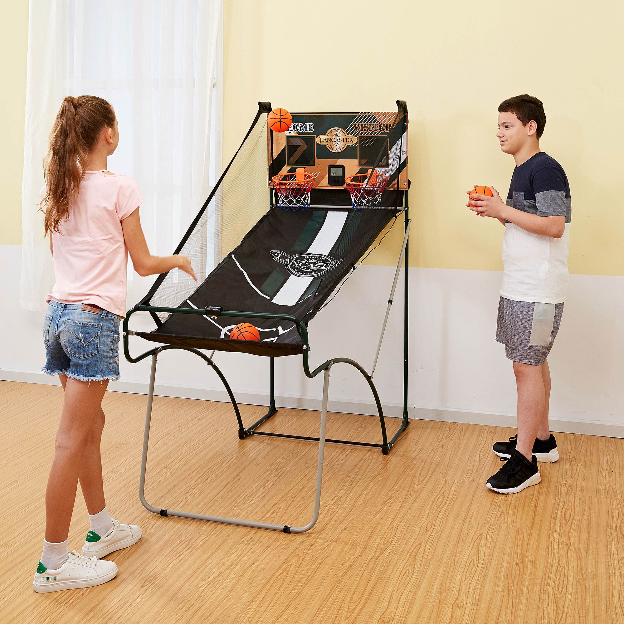 Lancaster Sports EZ-Fold 2 Player Indoor Arcade Dual Basketball Hoop Shot Game - Smart-nests