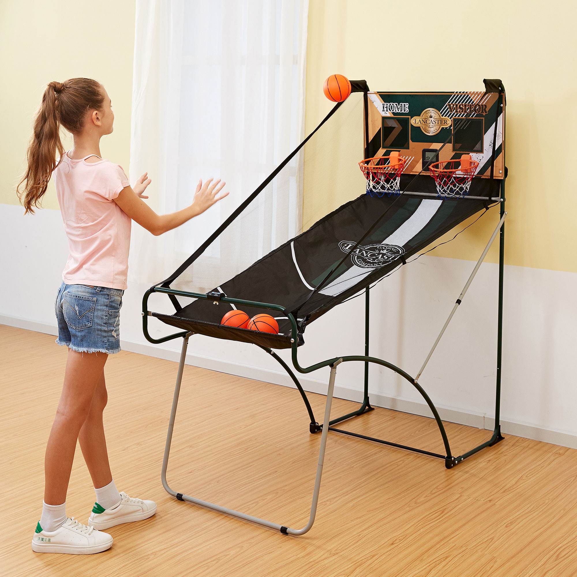 Lancaster Sports EZ-Fold 2 Player Indoor Arcade Dual Basketball Hoop Shot Game - Smart-nests