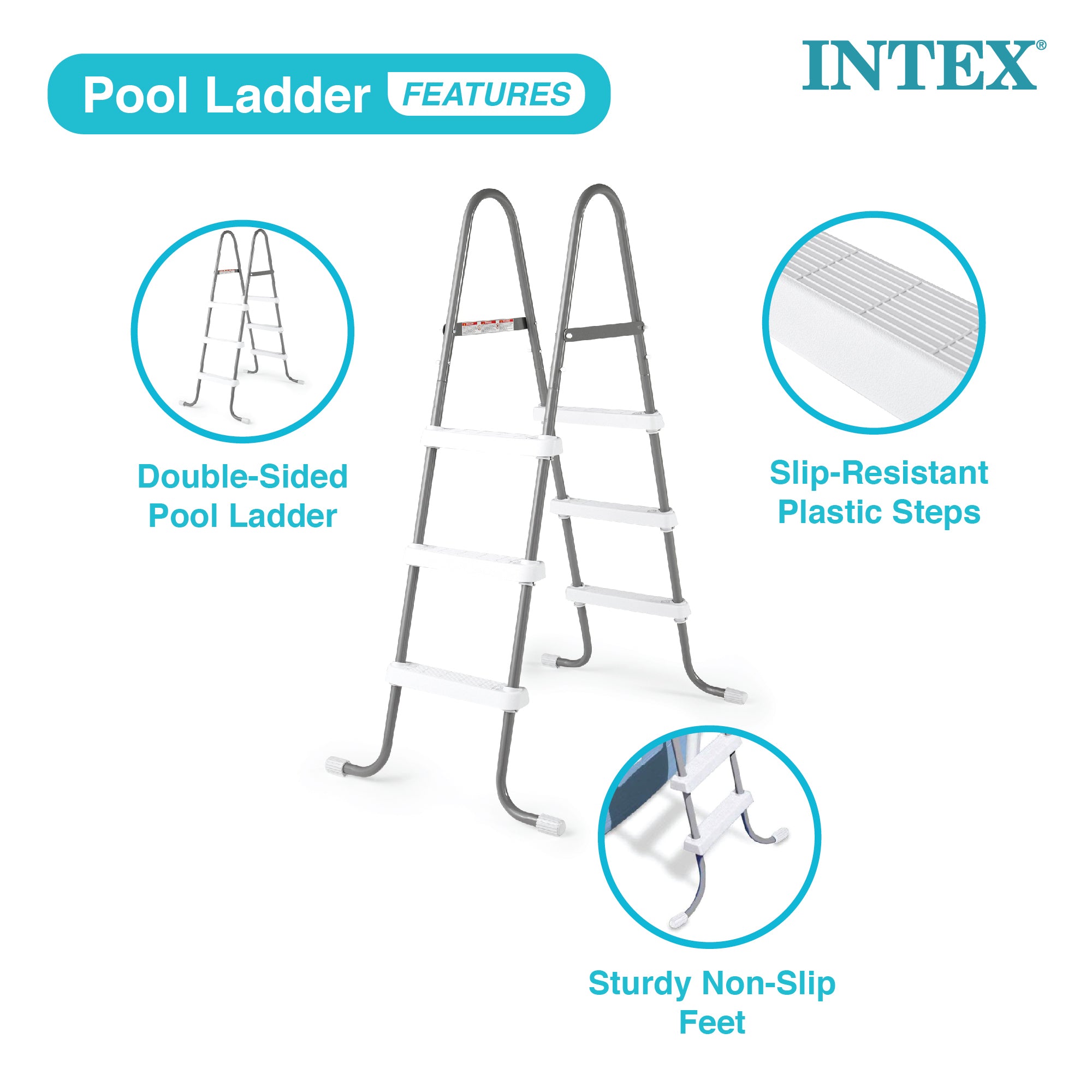 Intex Above Ground Steel Frame Swimming Pool Ladder for 42-In. Wall Height Pools - Smart-nests