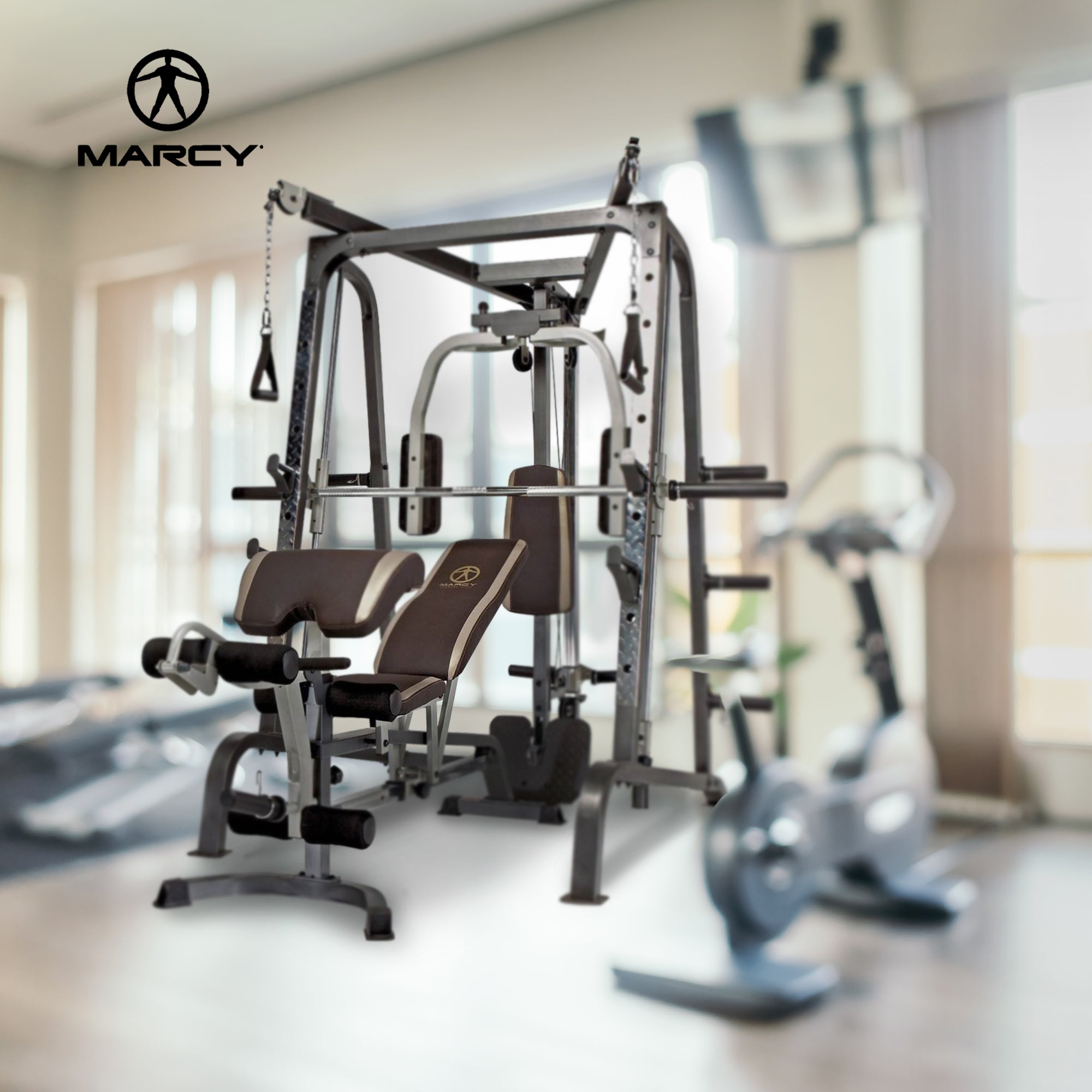 Marcy Deluxe Diamond Elite Smith Cage Home Workout Total Body Gym Machine System - Smart-nests