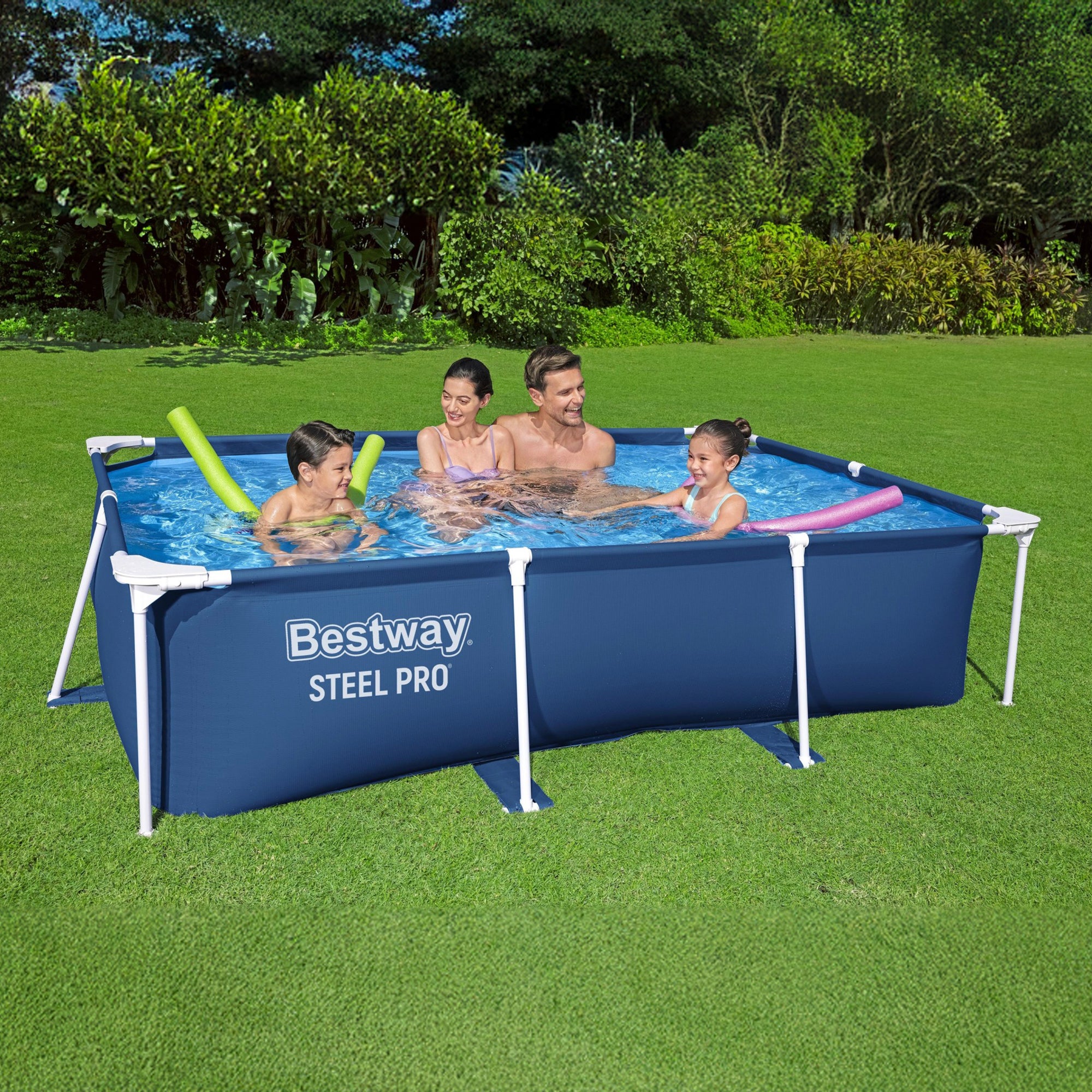 Bestway Steel Pro 8.5'x67"x24" Rectangular Above Ground Outdoor Swimming Pool - Smart-nests