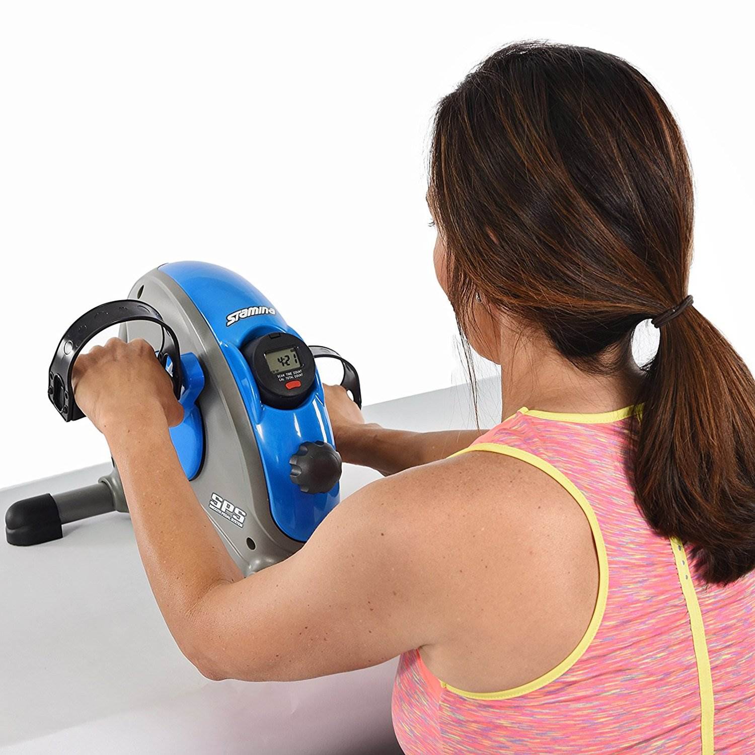 Stamina Compact Adjustable Mini Exercise Bike with Smooth Pedal System, Blue - Smart-nests