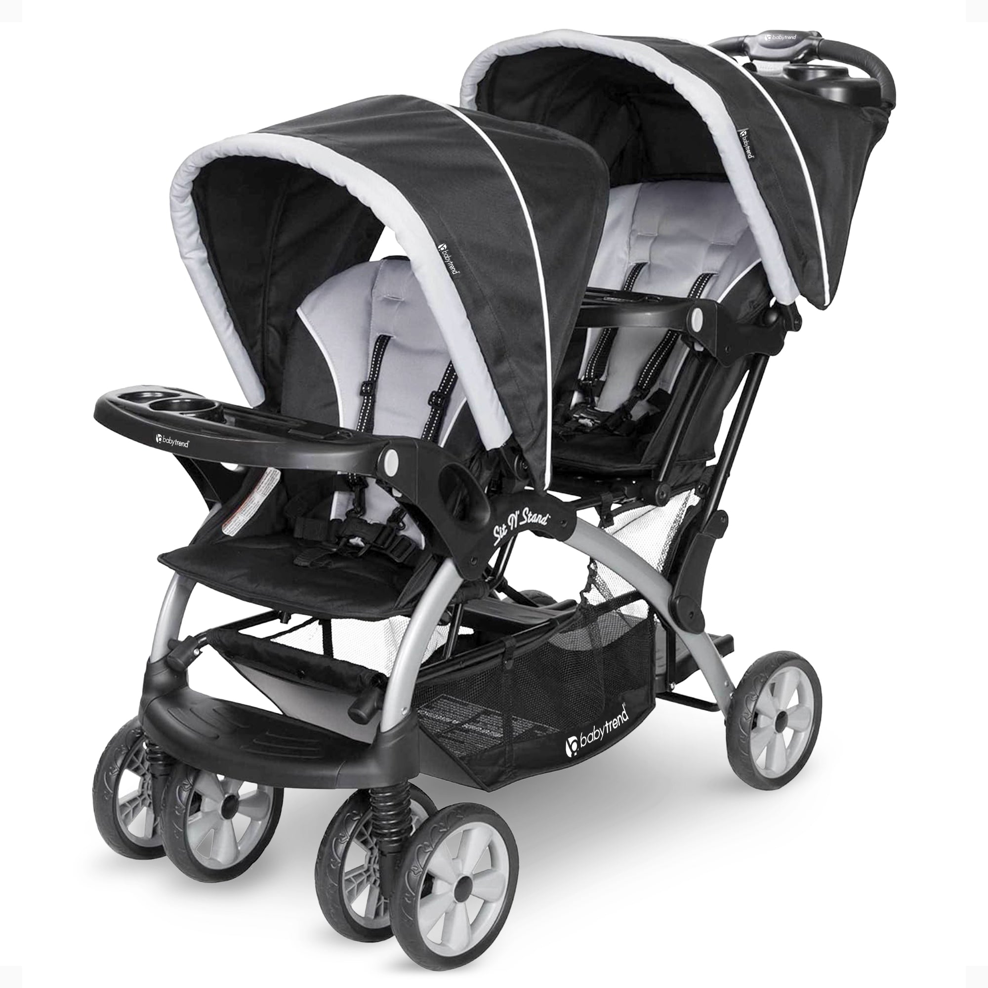 Baby Trend Sit N' Stand Easy Fold Travel Toddler & Baby Double Stroller, Stormy - Smart-nests