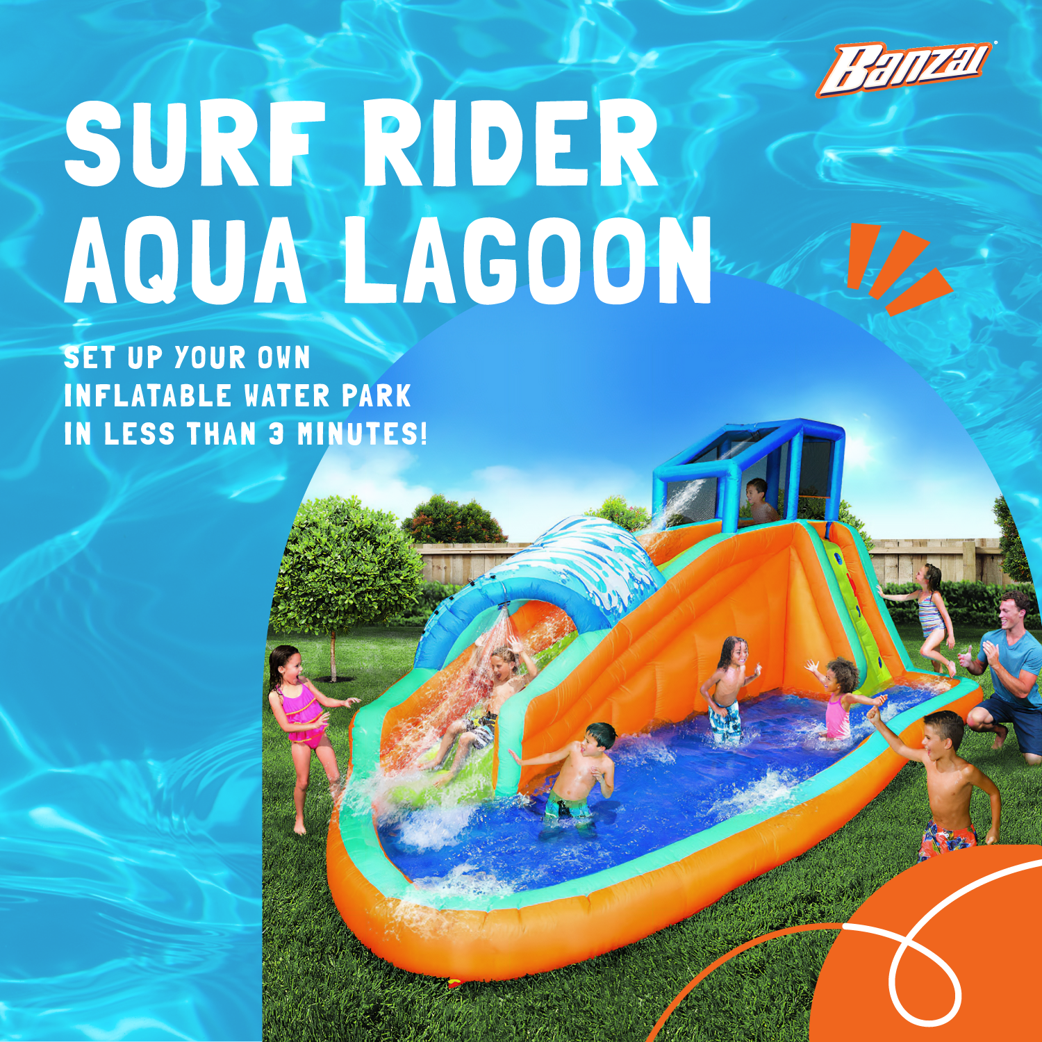 Banzai Surf Rider Kids Inflatable Outdoor Aqua Lagoon Water Slide Splash Park - Smart-nests
