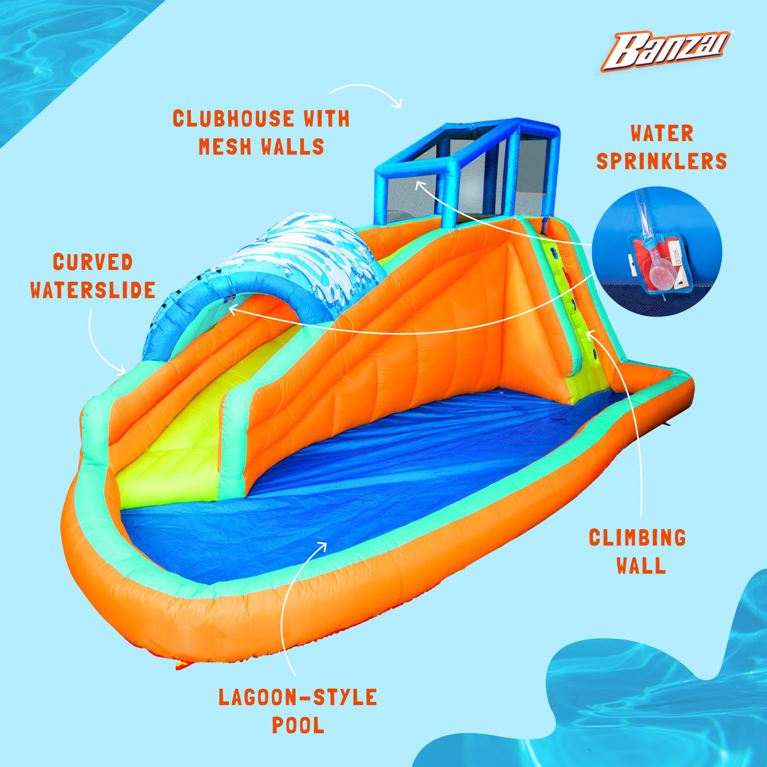 Banzai Surf Rider Kids Inflatable Outdoor Aqua Lagoon Water Slide Splash Park - Smart-nests