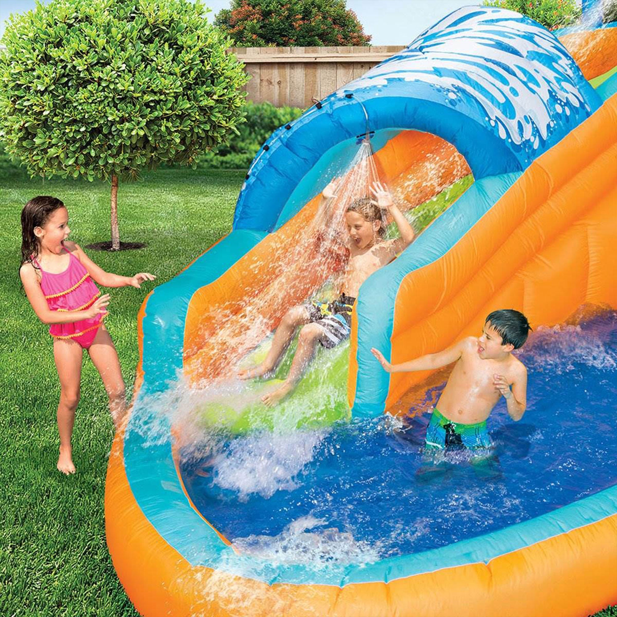 Banzai Surf Rider Kids Inflatable Outdoor Aqua Lagoon Water Slide Splash Park - Smart-nests