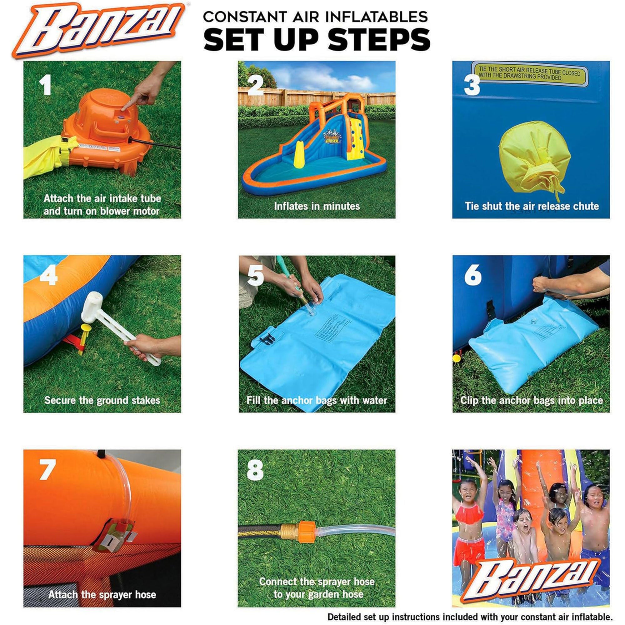 Banzai Kids Inflatable Outdoor Lazy River Adventure Water Park Slide and Pool - Smart-nests
