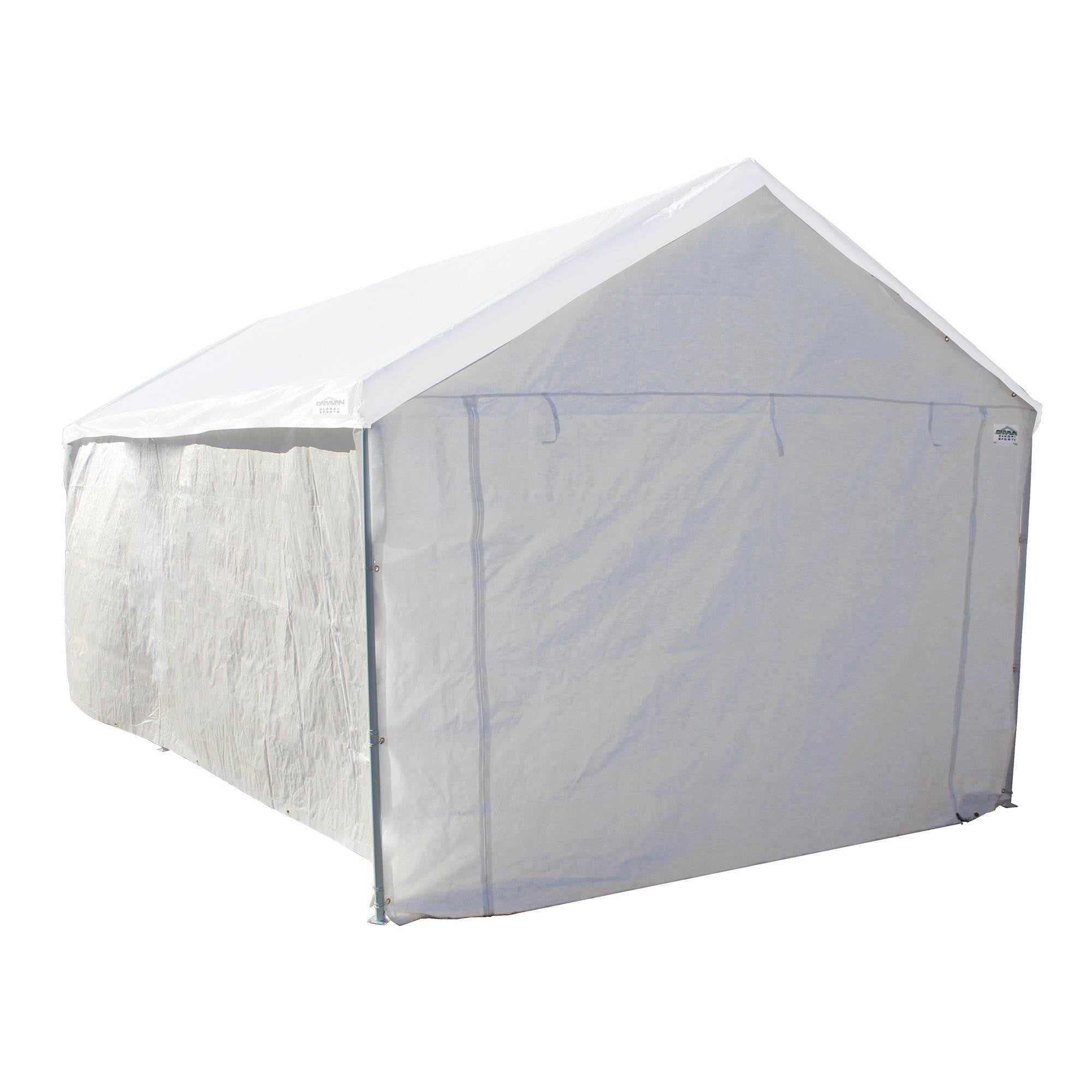 Caravan Canopy Domain Car Port Tent Sidewalls w/ Straps, White (Sidewalls Only) - Smart-nests