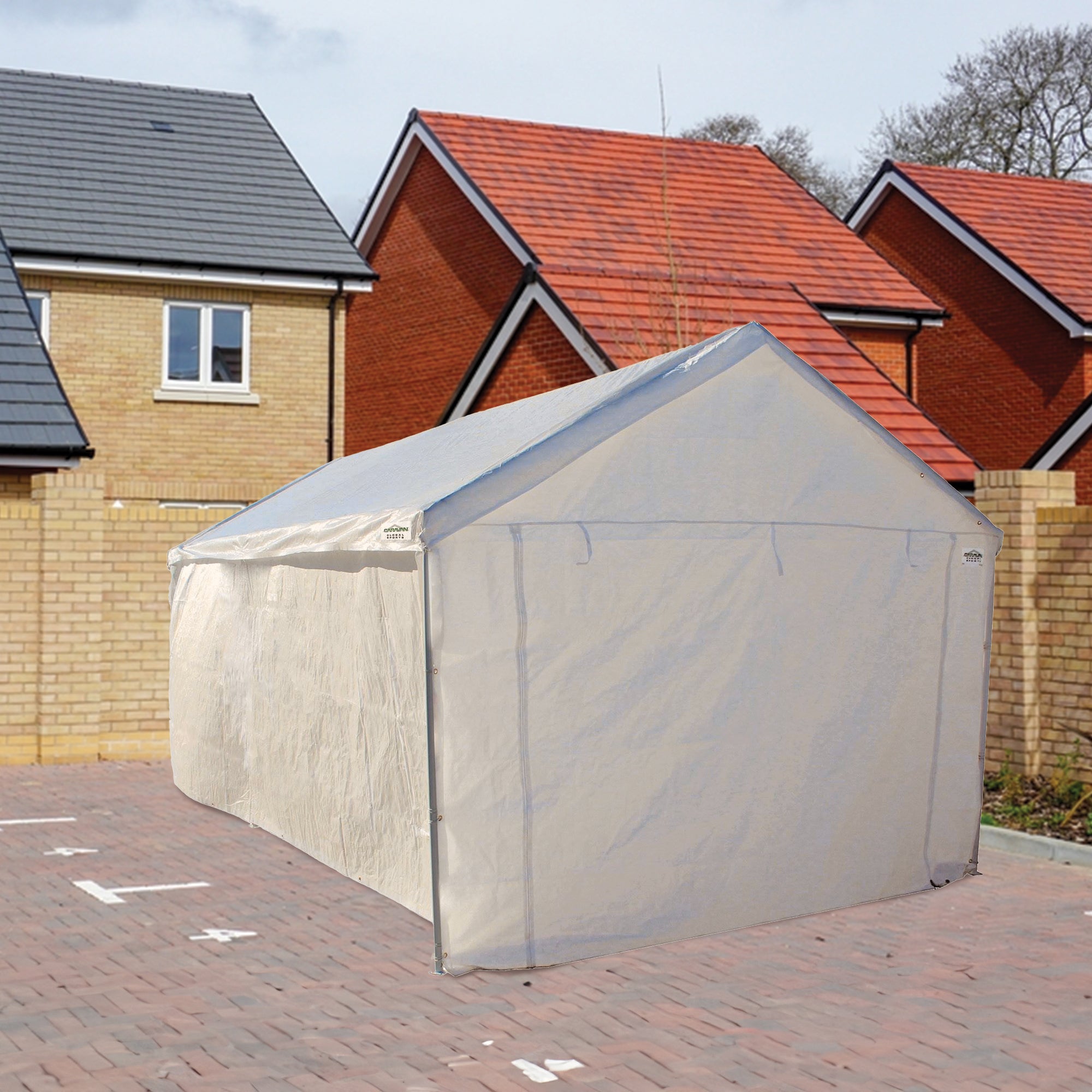 Caravan Canopy Domain Car Port Tent Sidewalls w/ Straps, White (Sidewalls Only) - Smart-nests