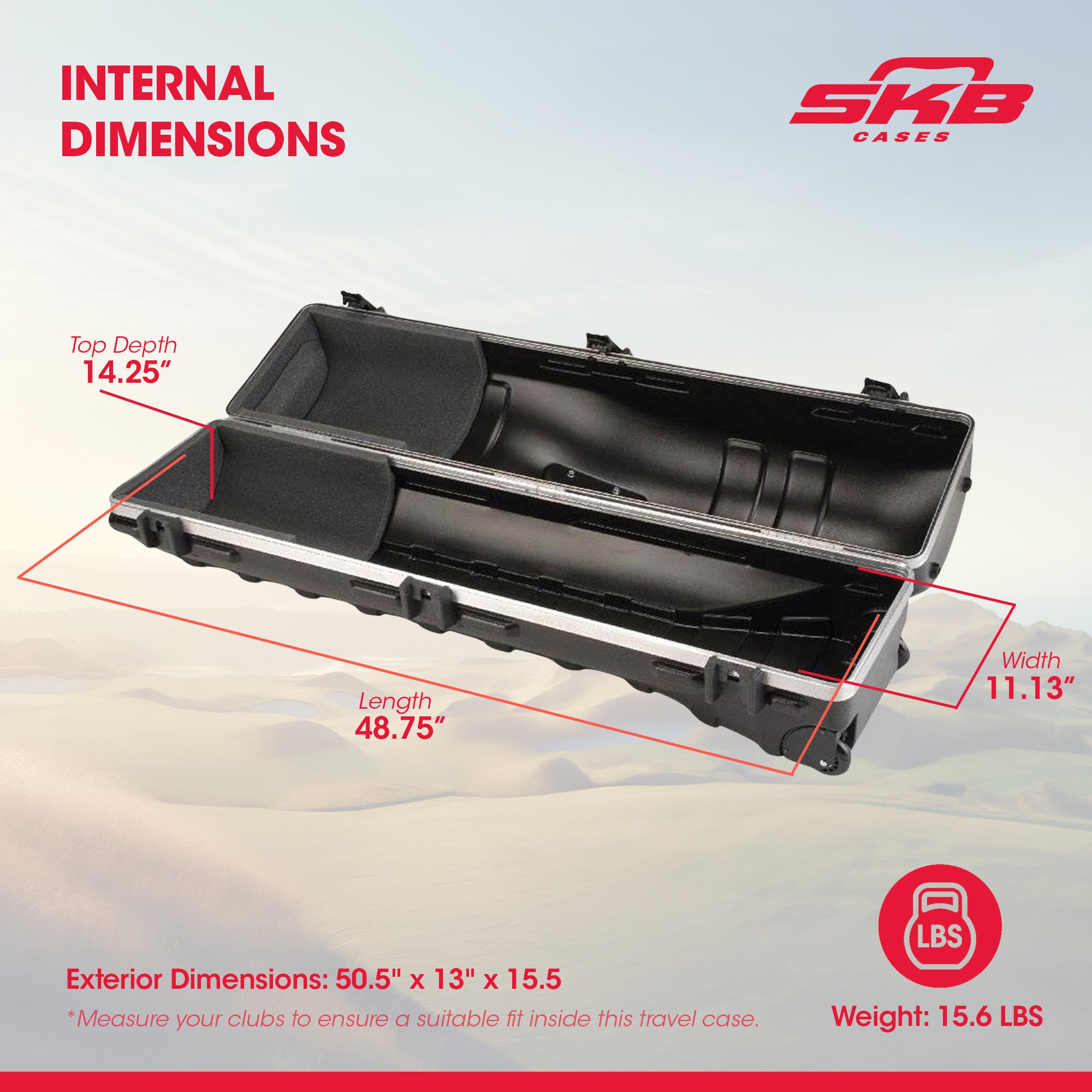 SKB Cases ATA Deluxe Standard Medium Hard Plastic Wheeled Golf Bag Travel Case - Smart-nests