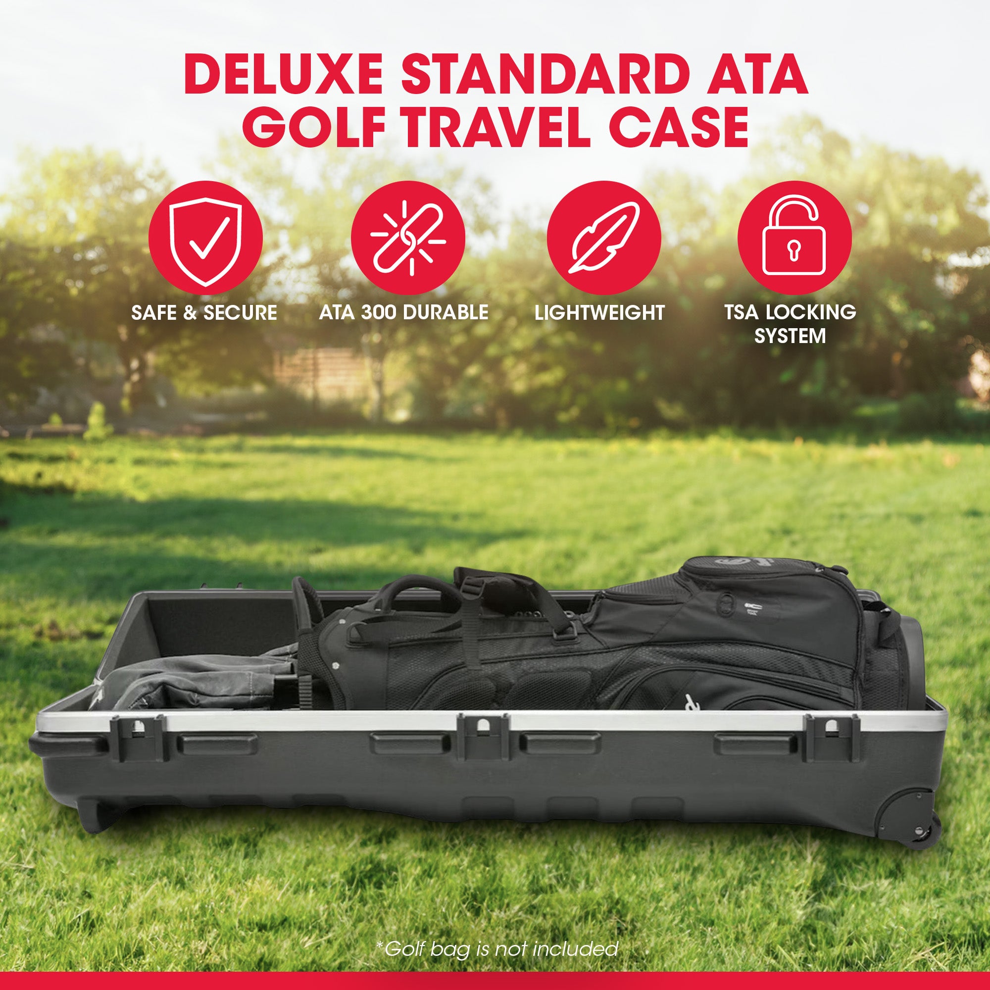 SKB Cases ATA Deluxe Standard Medium Hard Plastic Wheeled Golf Bag Travel Case - Smart-nests