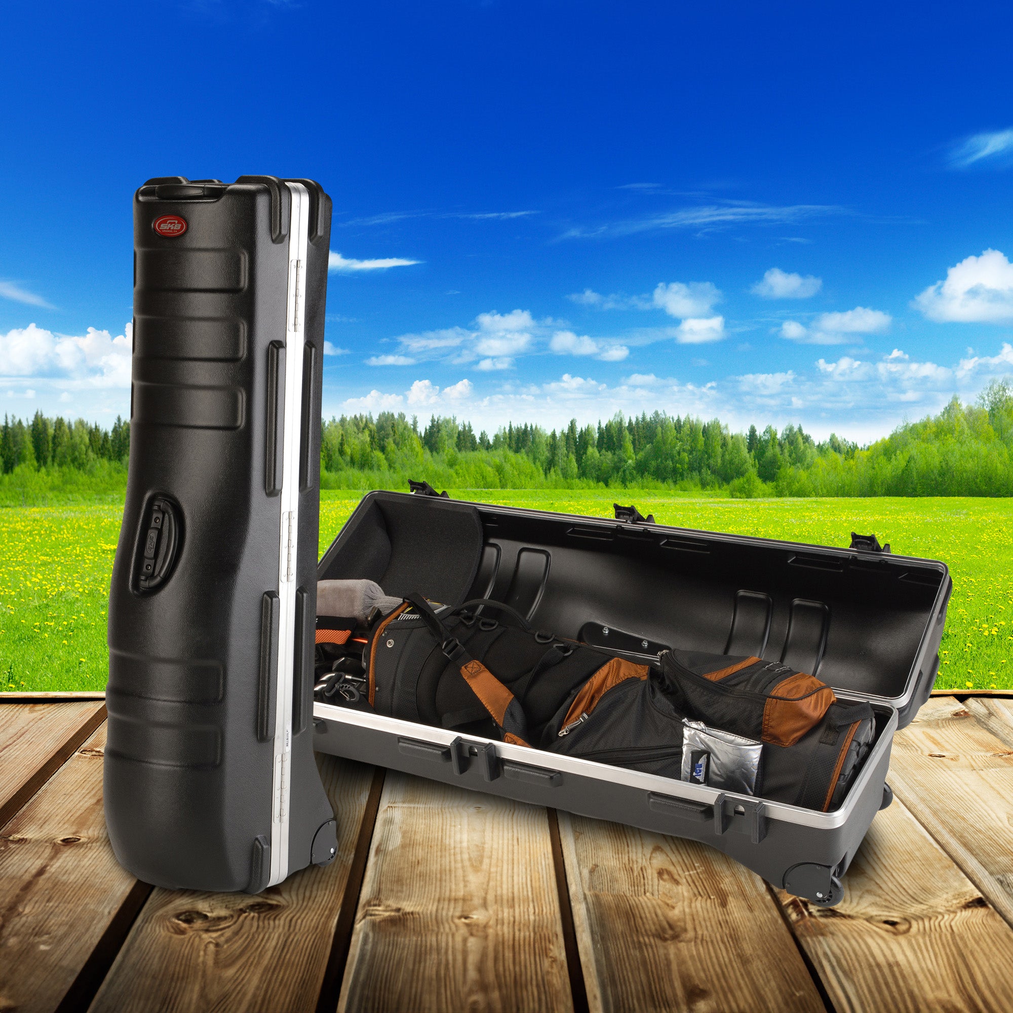 SKB Cases Deluxe ATA Hard Plastic Storage 2 Wheeled Cart Golf Bag Travel Case - Smart-nests