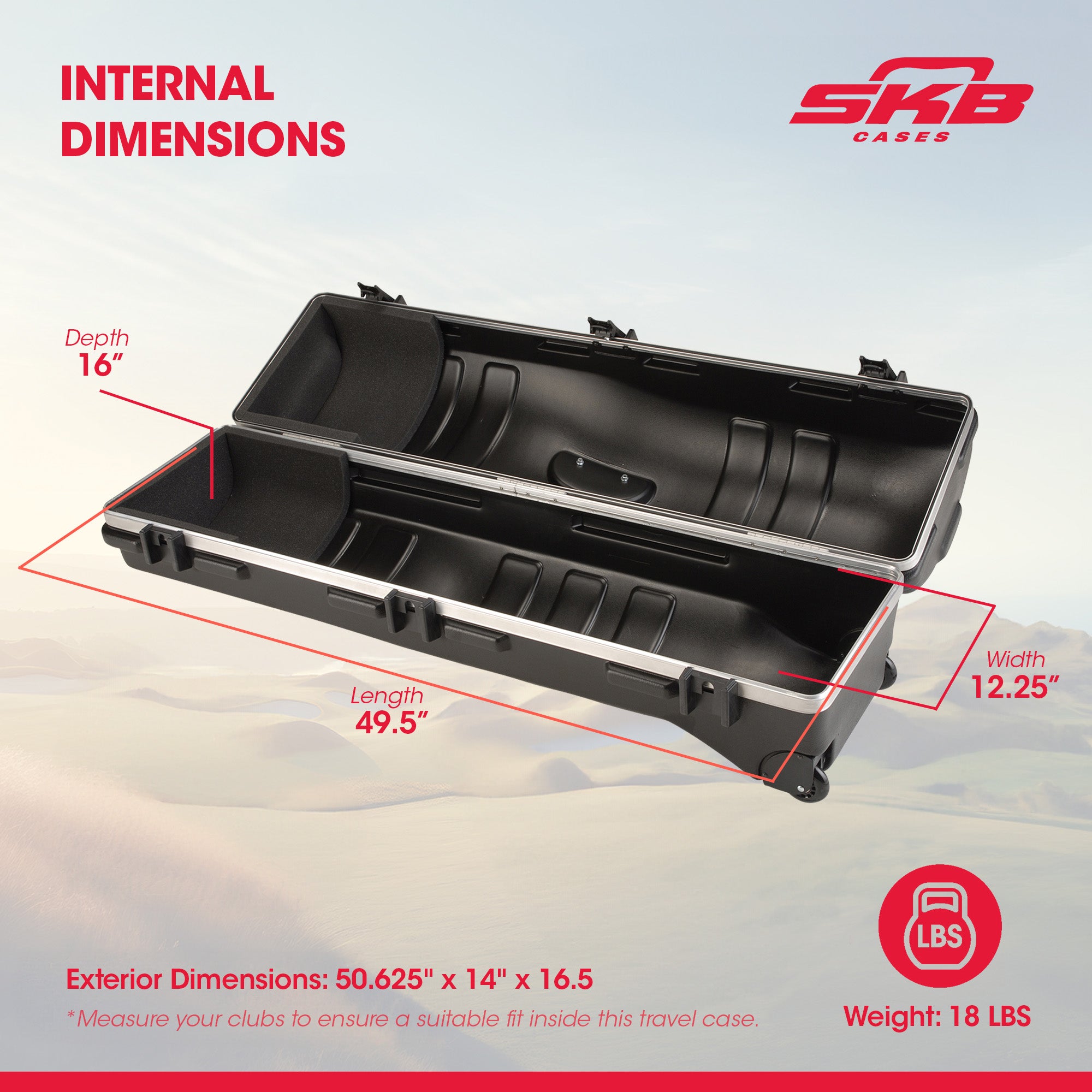 SKB Cases Deluxe ATA Hard Plastic Storage 2 Wheeled Cart Golf Bag Travel Case - Smart-nests