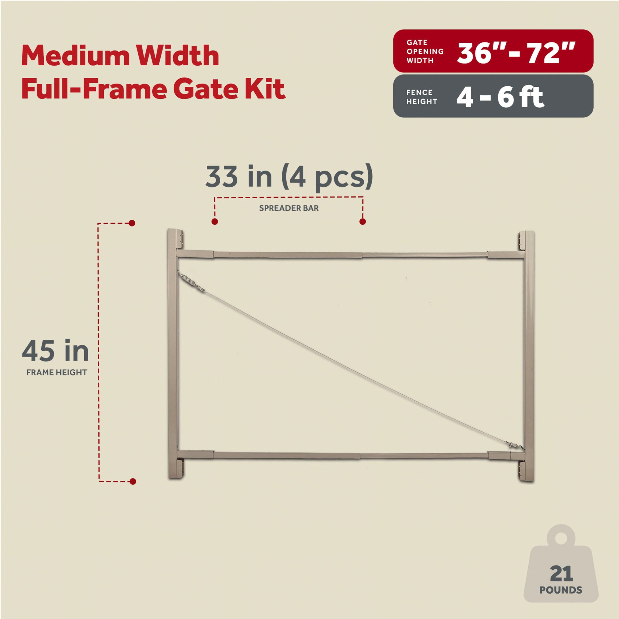 Adjust-A-Gate Steel Frame Gate Building Kit, 36"-72" Wide Opening Up To 6' High - Smart-nests