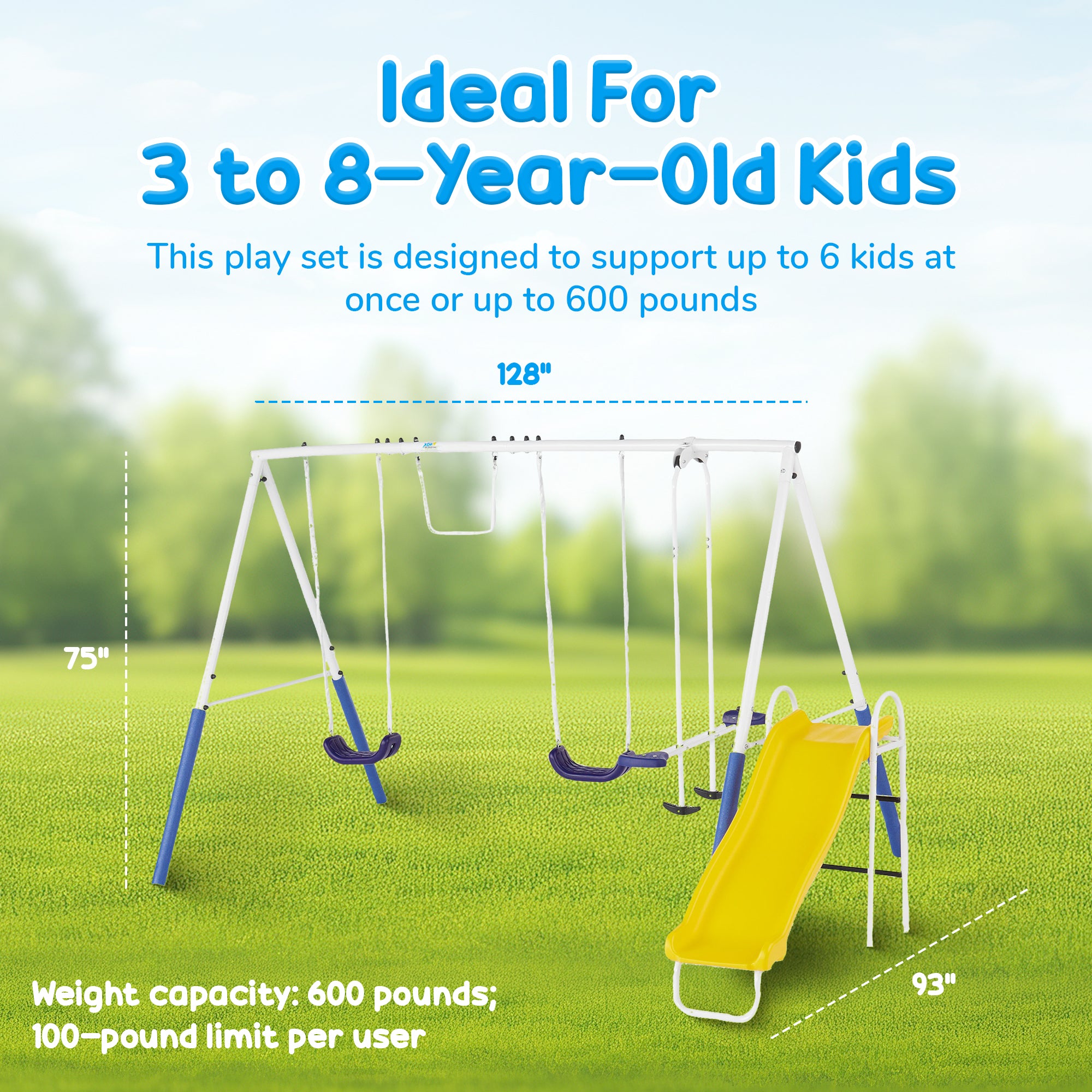 XDP Recreation Blue Ridge Play Outdoor Swing Set with Glider, 2 Swings & Slide - Smart-nests