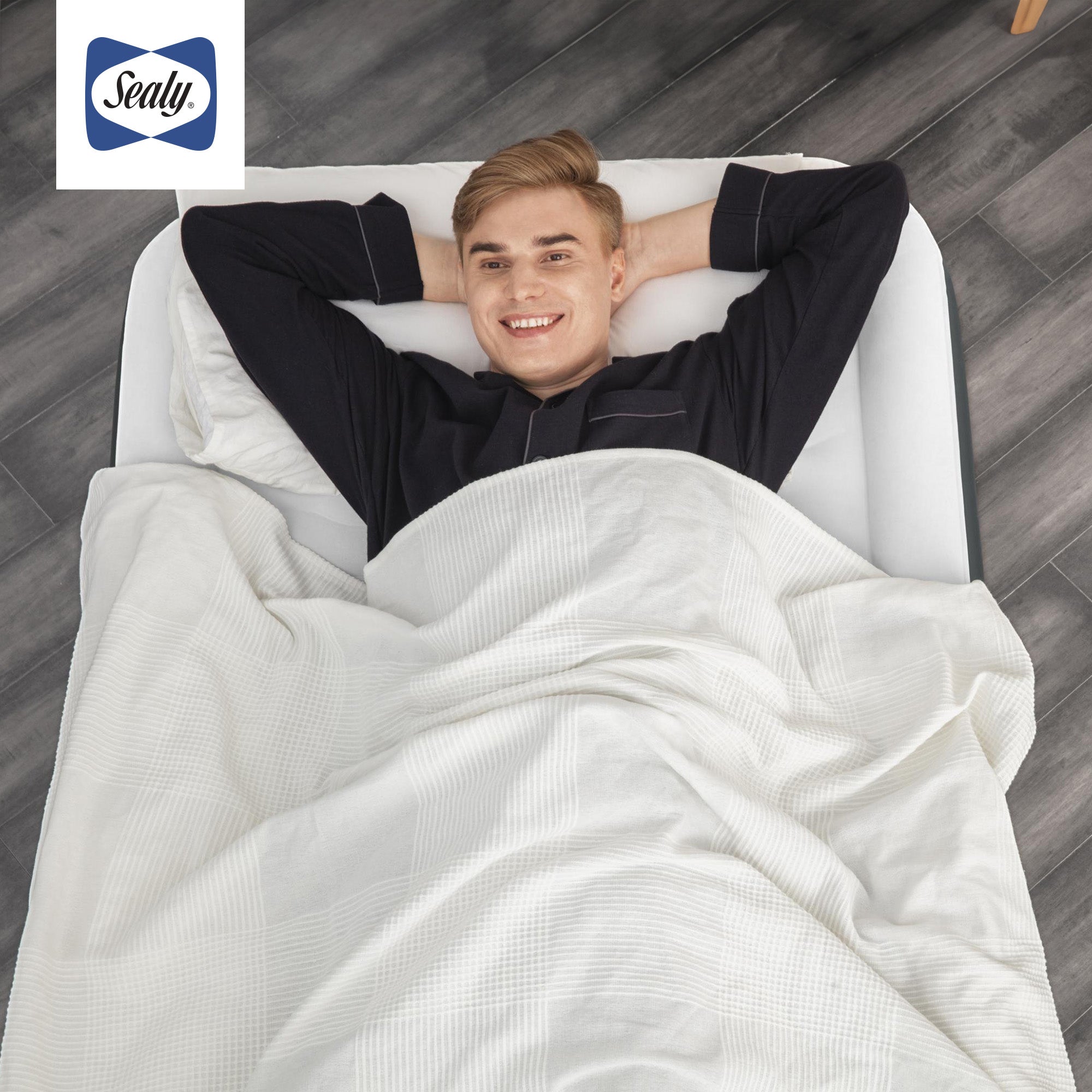 Sealy Tritech Twin Sized 18" Air Mattress Bed 2 Person w/Built-In AC Pump & Bag - Smart-nests