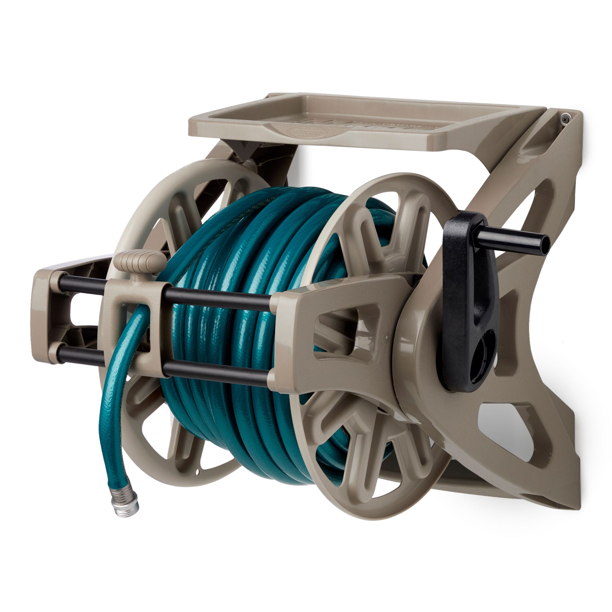 Suncast Slide Trak Hose Handler Wall Mounted 175' Garden Hose Reel, Reel Only - Smart-nests