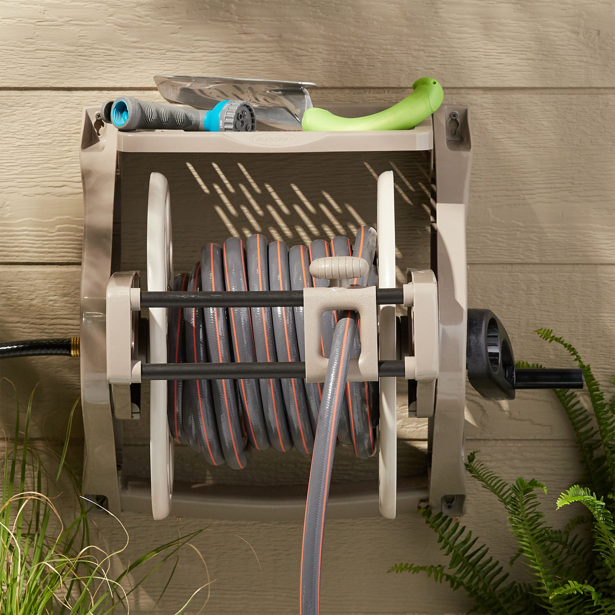 Suncast Slide Trak Hose Handler Wall Mounted 175' Garden Hose Reel, Reel Only - Smart-nests