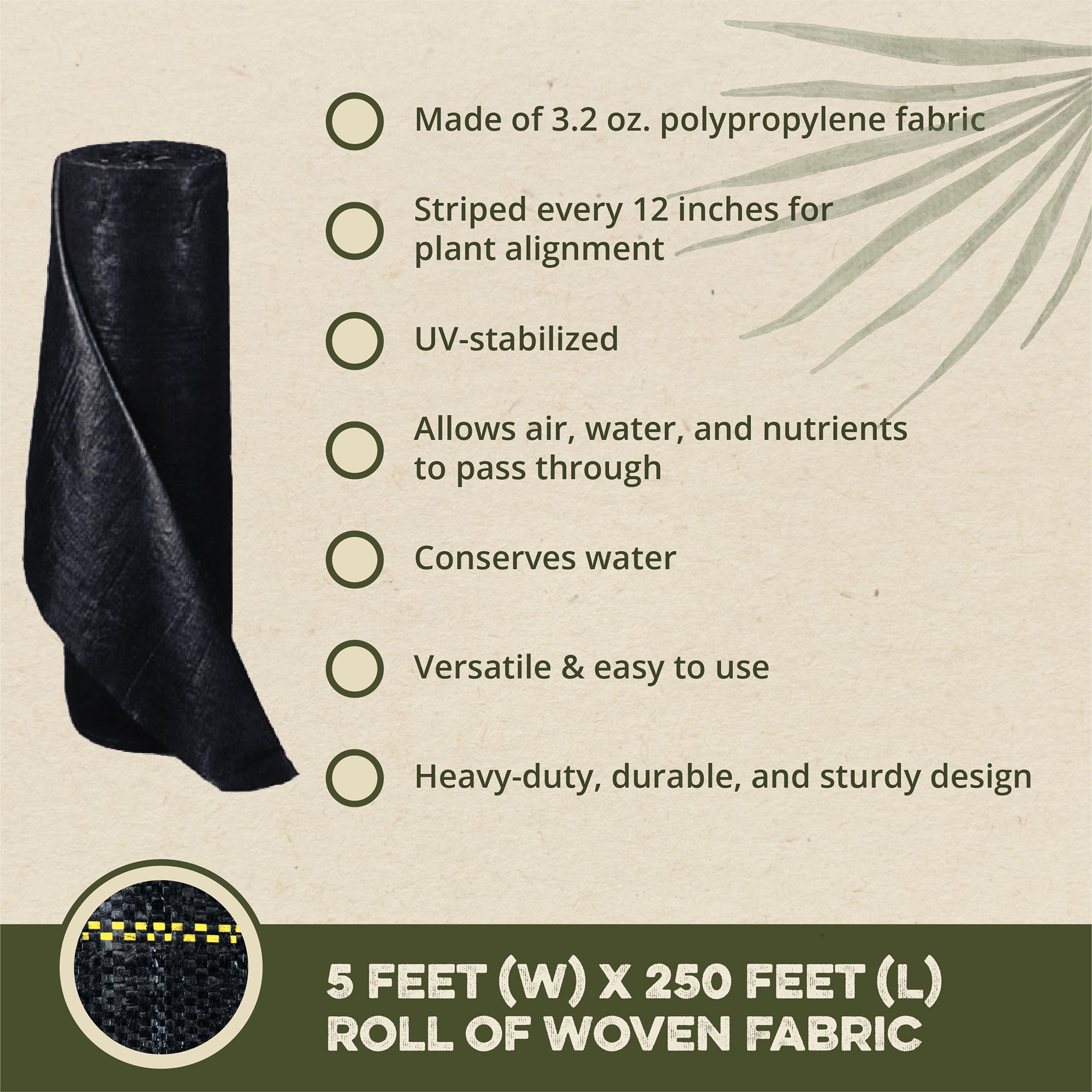 DeWitt P5 Pro 5 5oz 5' x 250' Commercial Landscape Weed Barrier Ground Fabric - Smart-nests