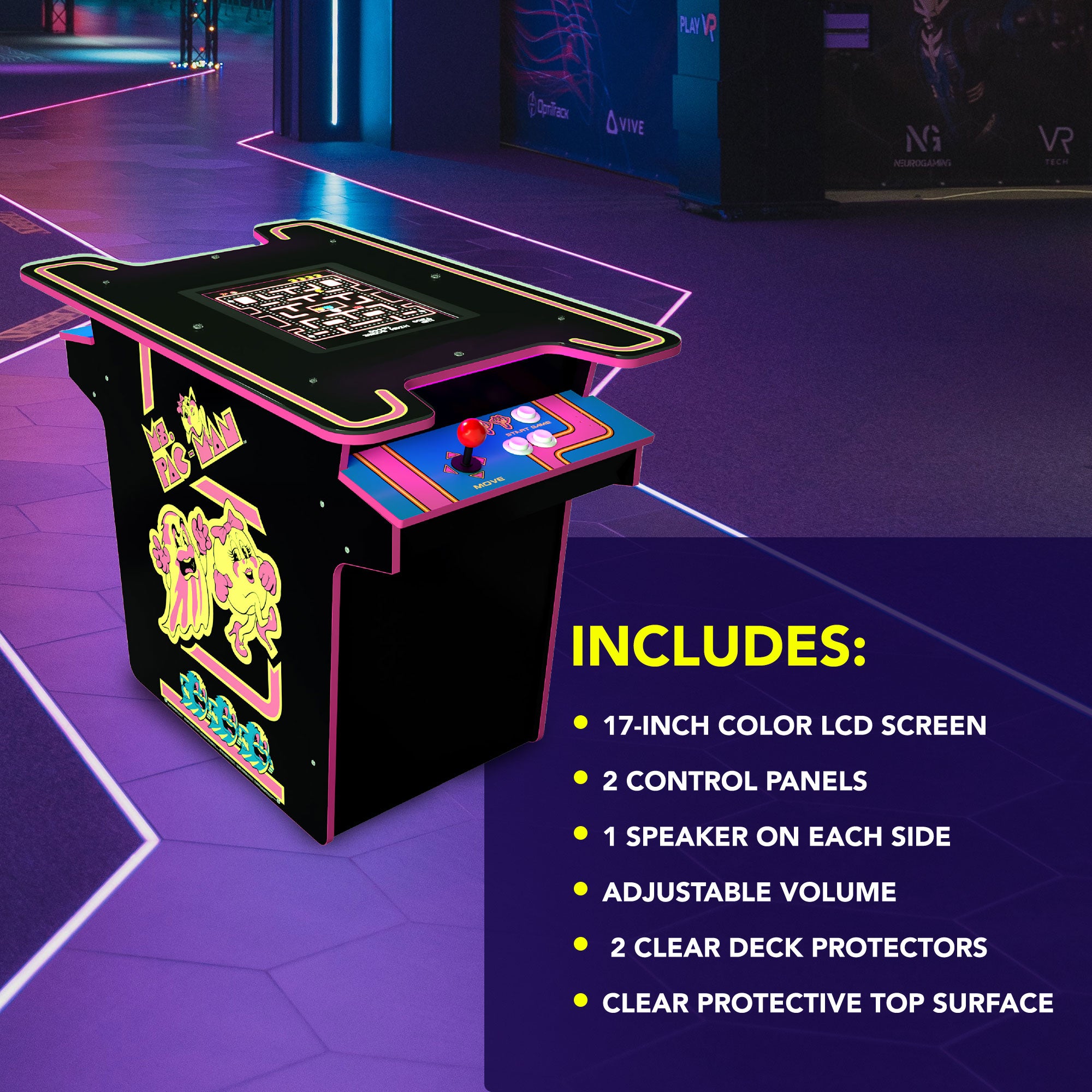 Arcade1UP Ms.PAC-MAN Head-to-Head 12 in 1 Arcade Table, Black Series (For Parts) - Smart-nests