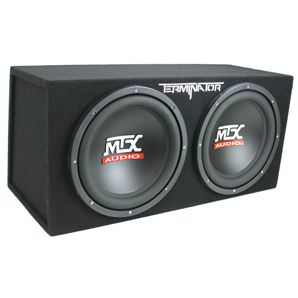 MTX TNE212D 12" 1200W Dual Loaded Car Subwoofers Box & Planet 1500W Amp with Kit - Smart-nests