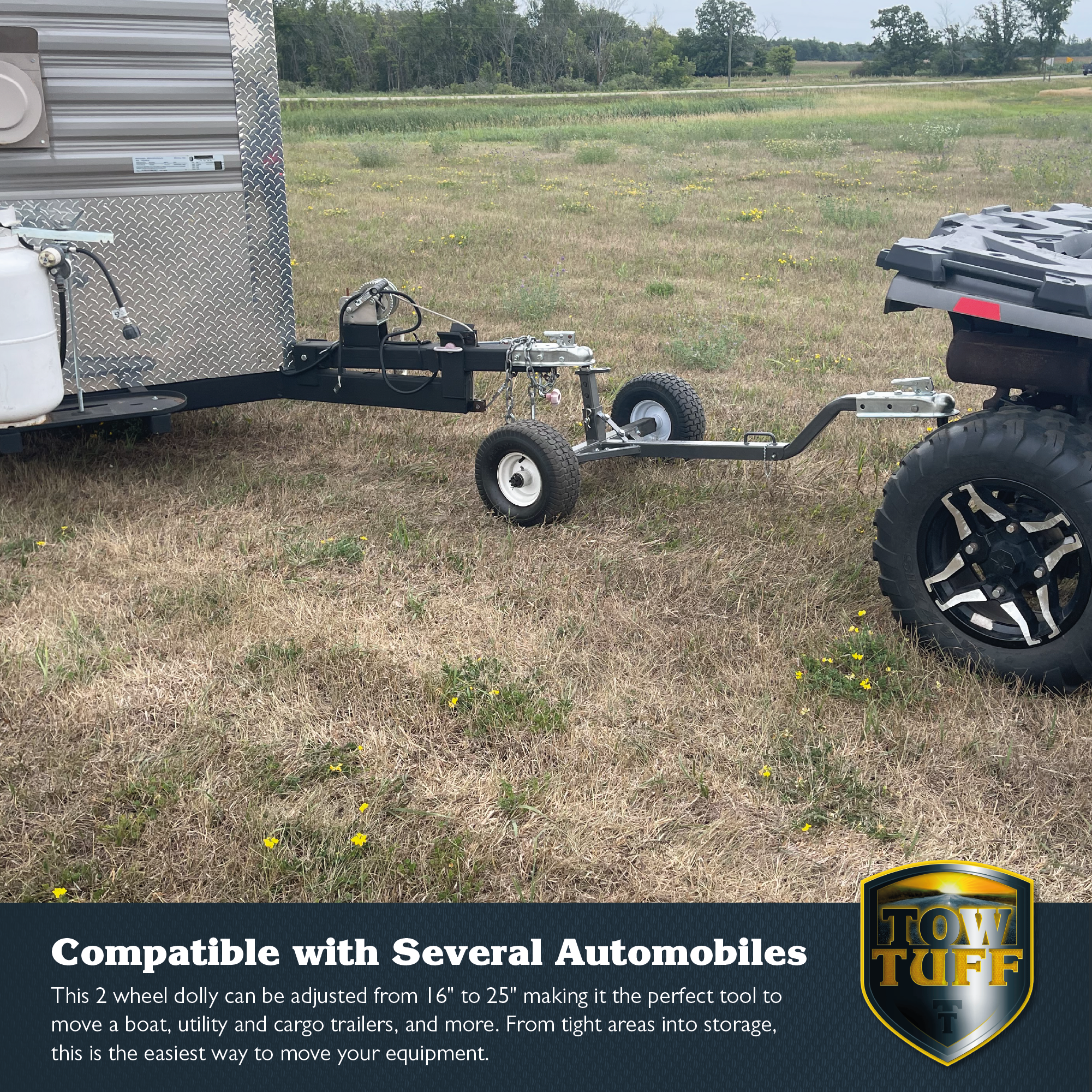 Tow Tuff TMD-800ATV Adjustable Solid Steel 800 Pound Capacity Trailer Dolly - Smart-nests