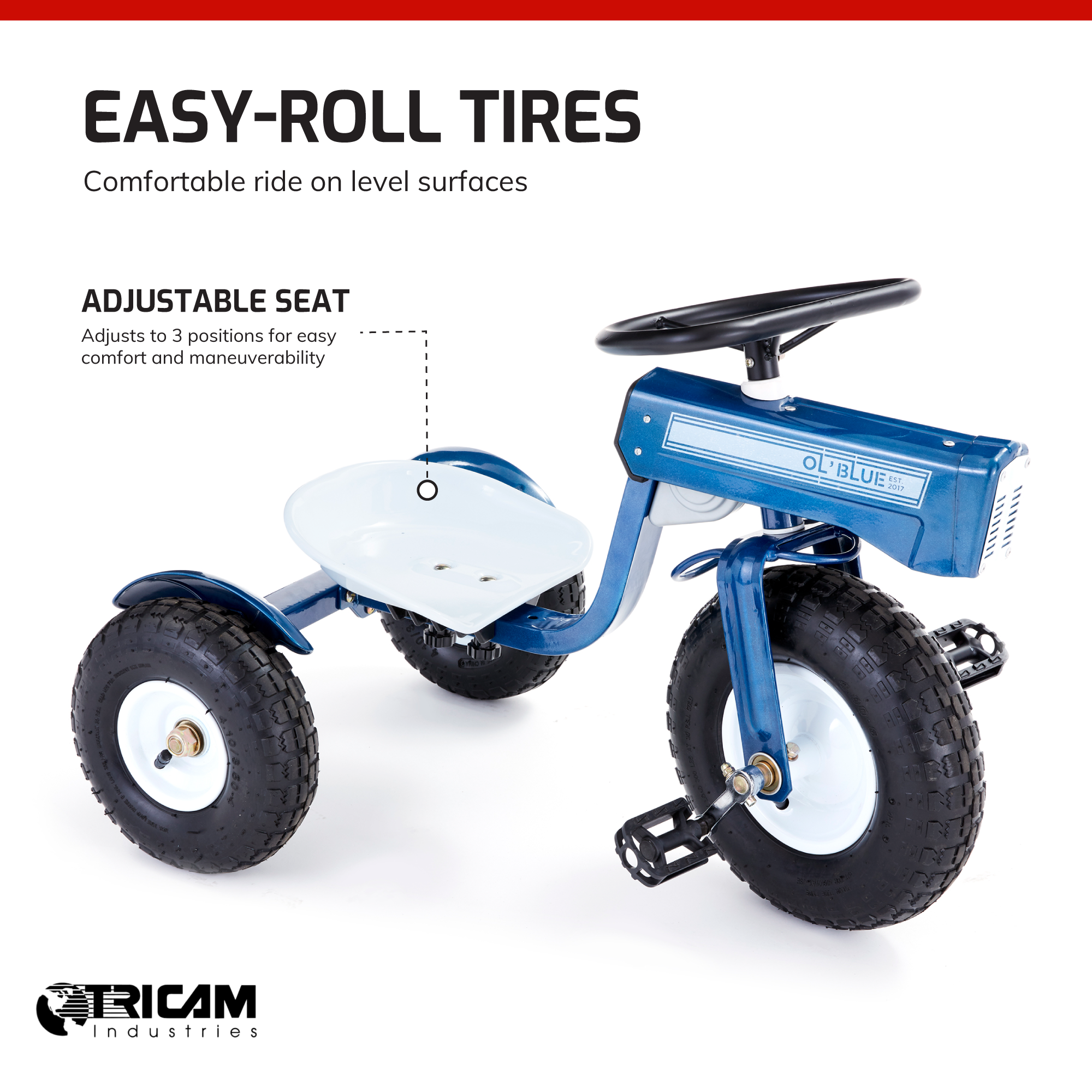 Tricam Ol' Blue Tractor Tricycle, 22" Steel Toddler Bike Kids Ride On Toy, Blue - Smart-nests