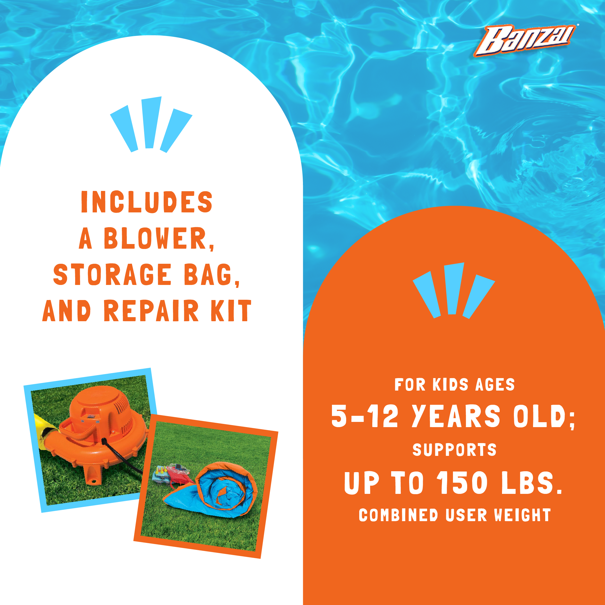 Banzai Kids Inflatable Outdoor Lazy River Adventure Water Park Slide and Pool - Smart-nests