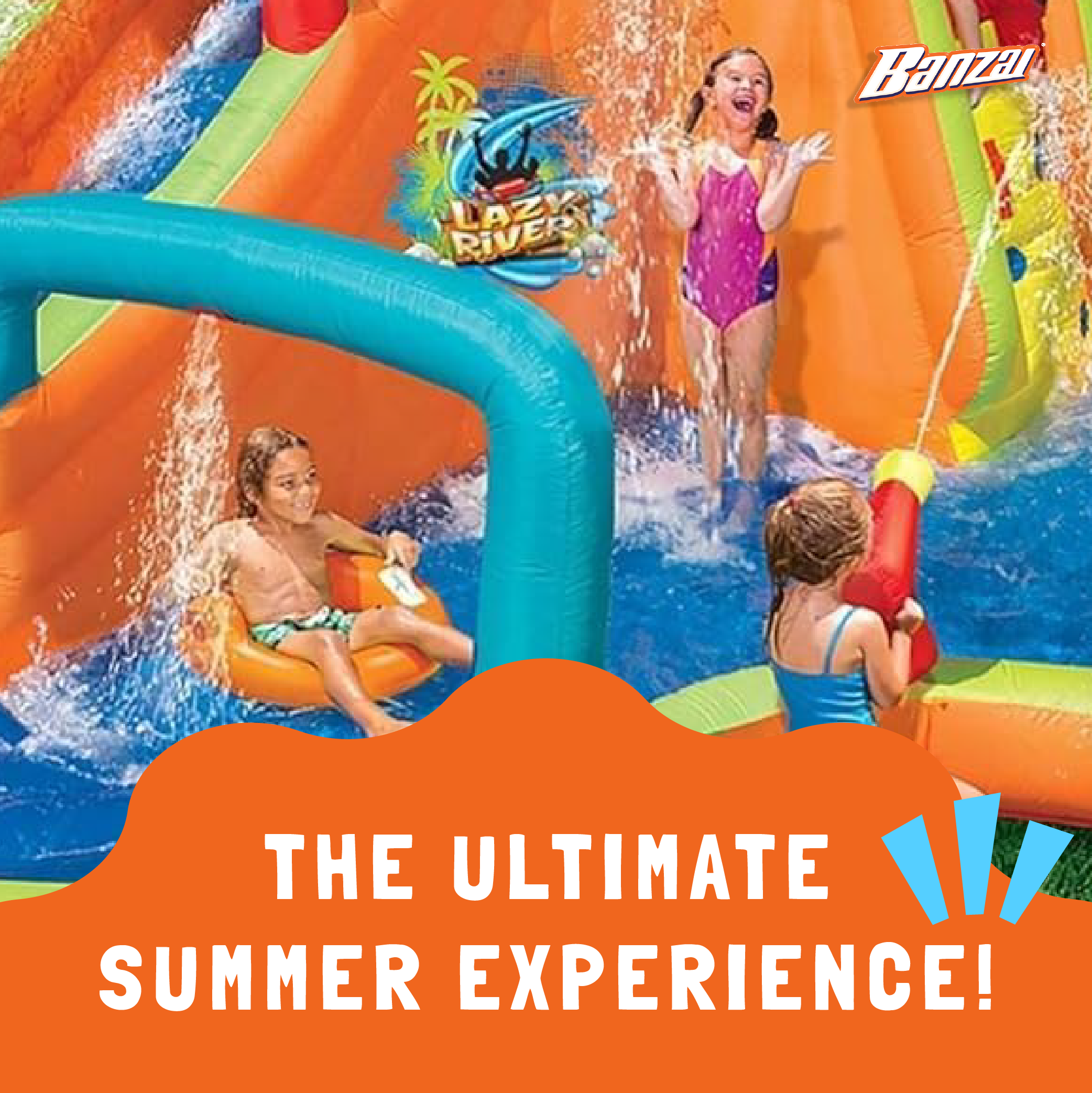 Banzai Kids Inflatable Outdoor Lazy River Adventure Water Park Slide and Pool - Smart-nests