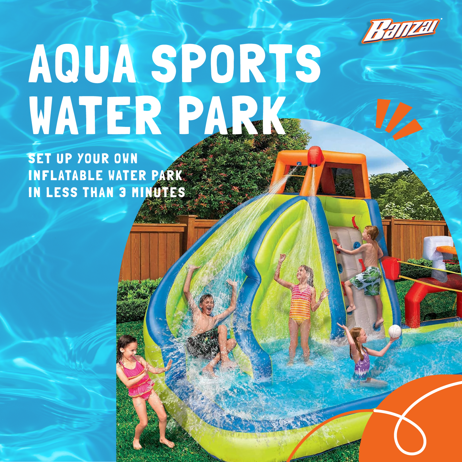 Banzai Aqua Sports Kids Inflatable Outdoor Backyard Water Slide Splash Park - Smart-nests