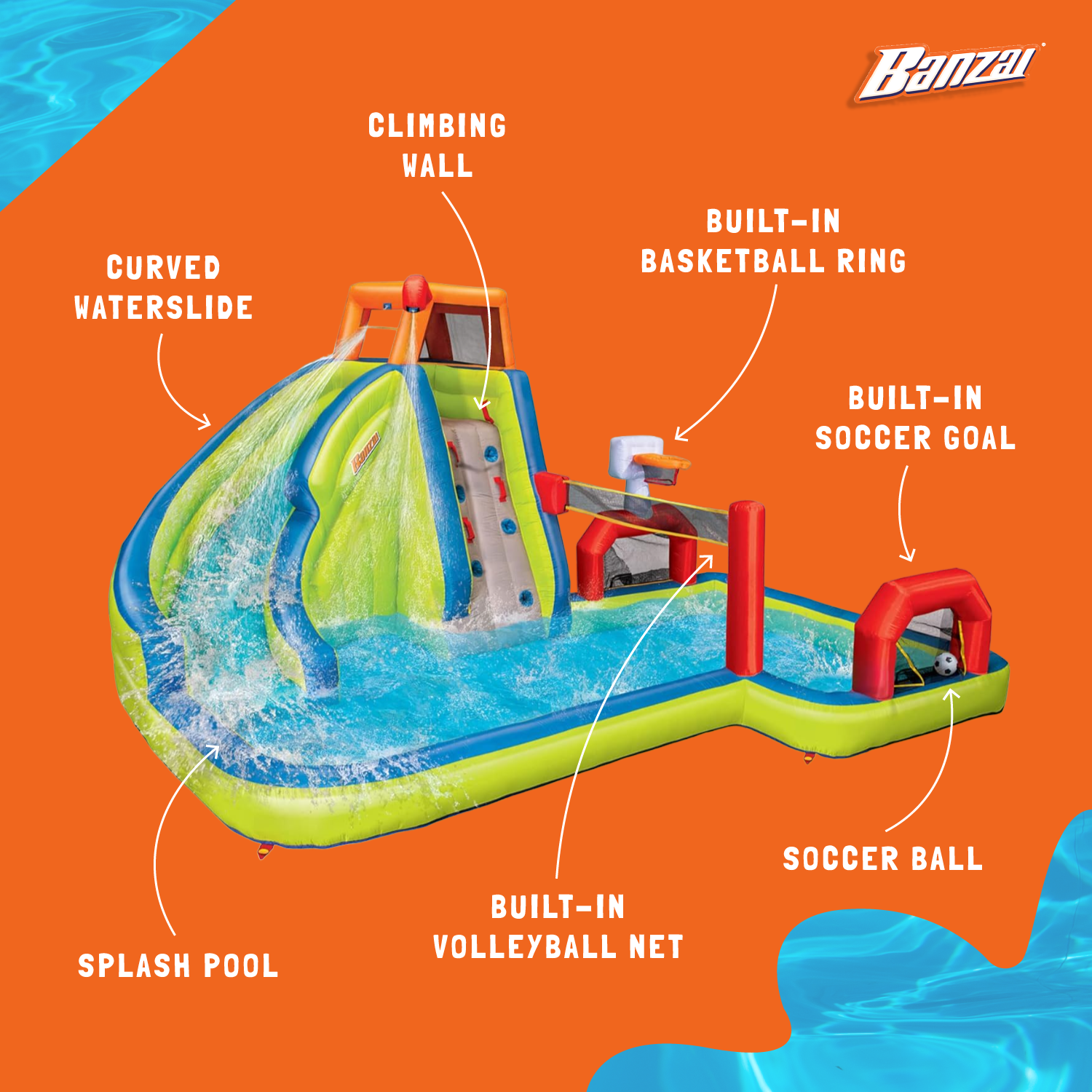 Banzai Aqua Sports Kids Inflatable Outdoor Backyard Water Slide Splash Park - Smart-nests