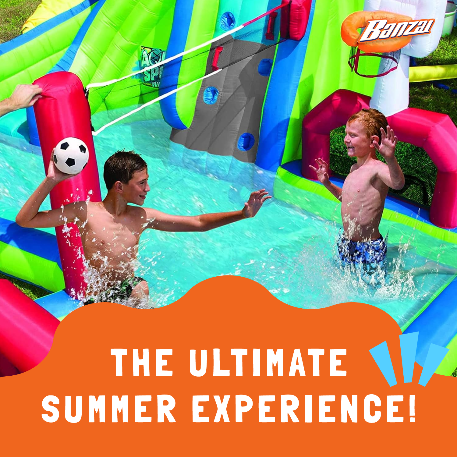 Banzai Aqua Sports Kids Inflatable Outdoor Backyard Water Slide Splash Park - Smart-nests