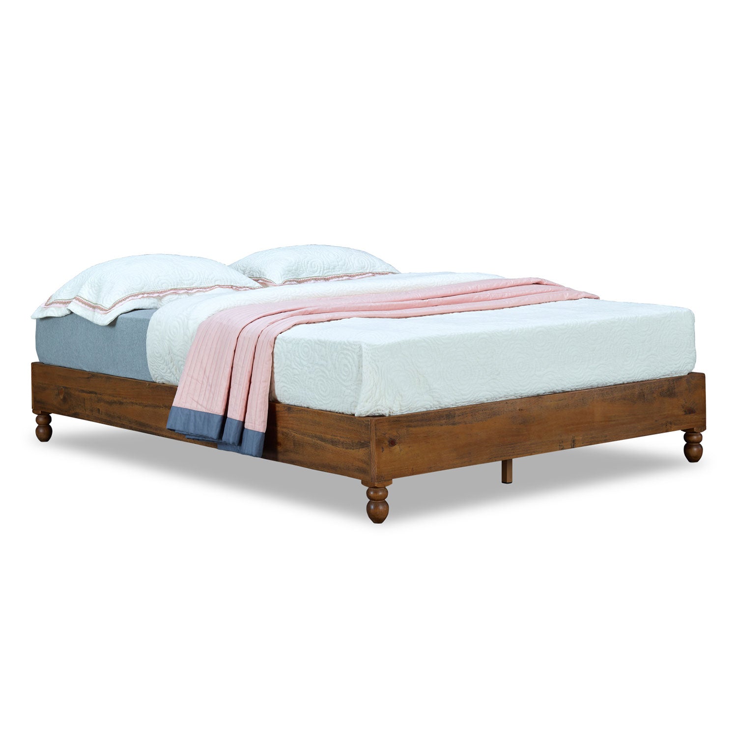 MUSEHOMEINC 12 Inch Solid Pine Wood Platform Bed Frame with Wooden Slats, Queen - Smart-nests