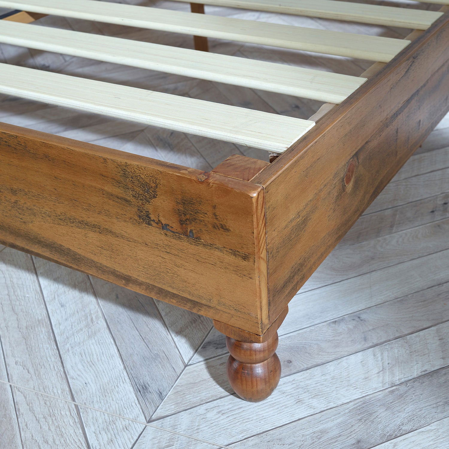 MUSEHOMEINC 12 Inch Solid Pine Wood Platform Bed Frame with Wooden Slats, Queen - Smart-nests