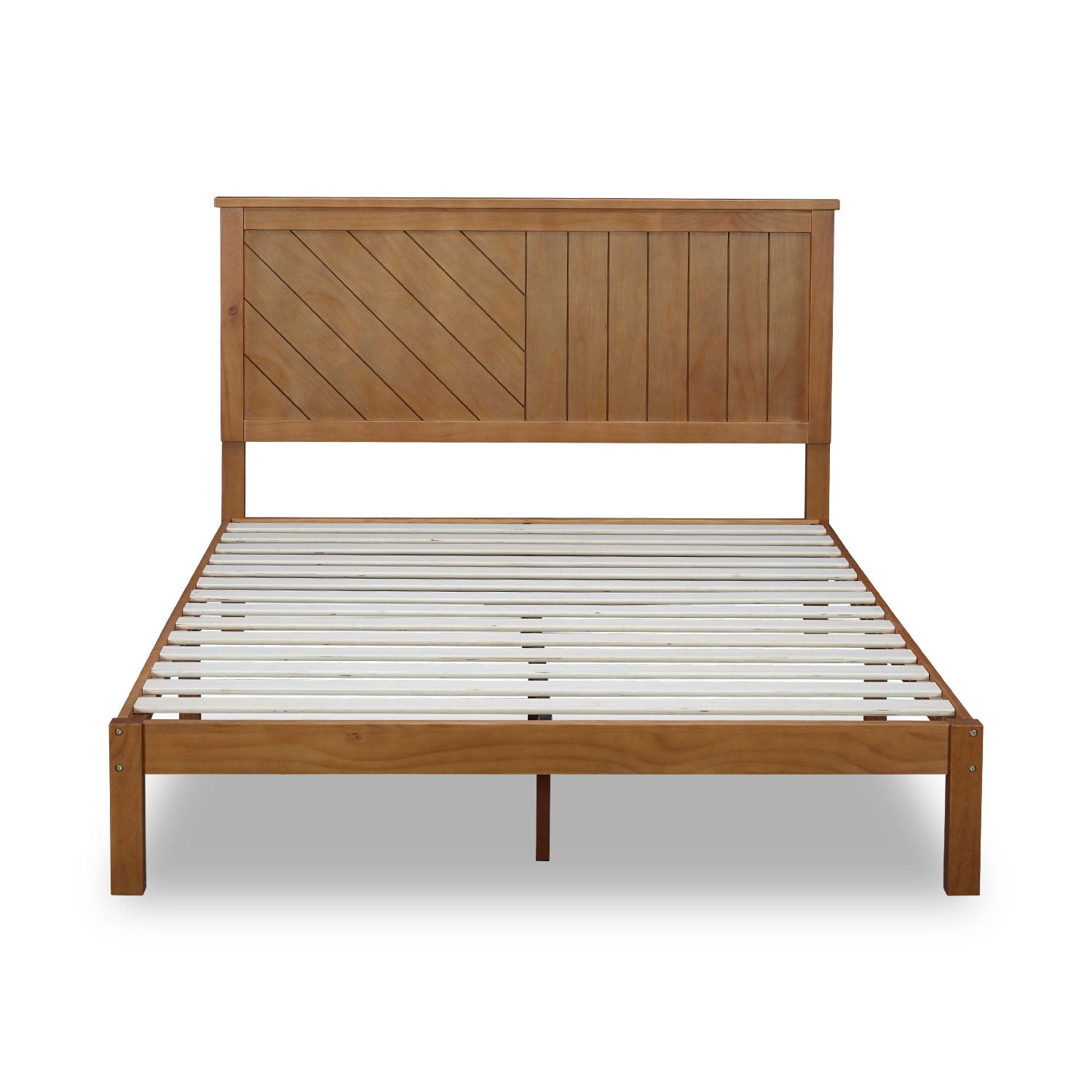 MUSEHOMEINC 12 Inch Solid Wood Platform Bed Frame with Wooden Slats, Queen - Smart-nests