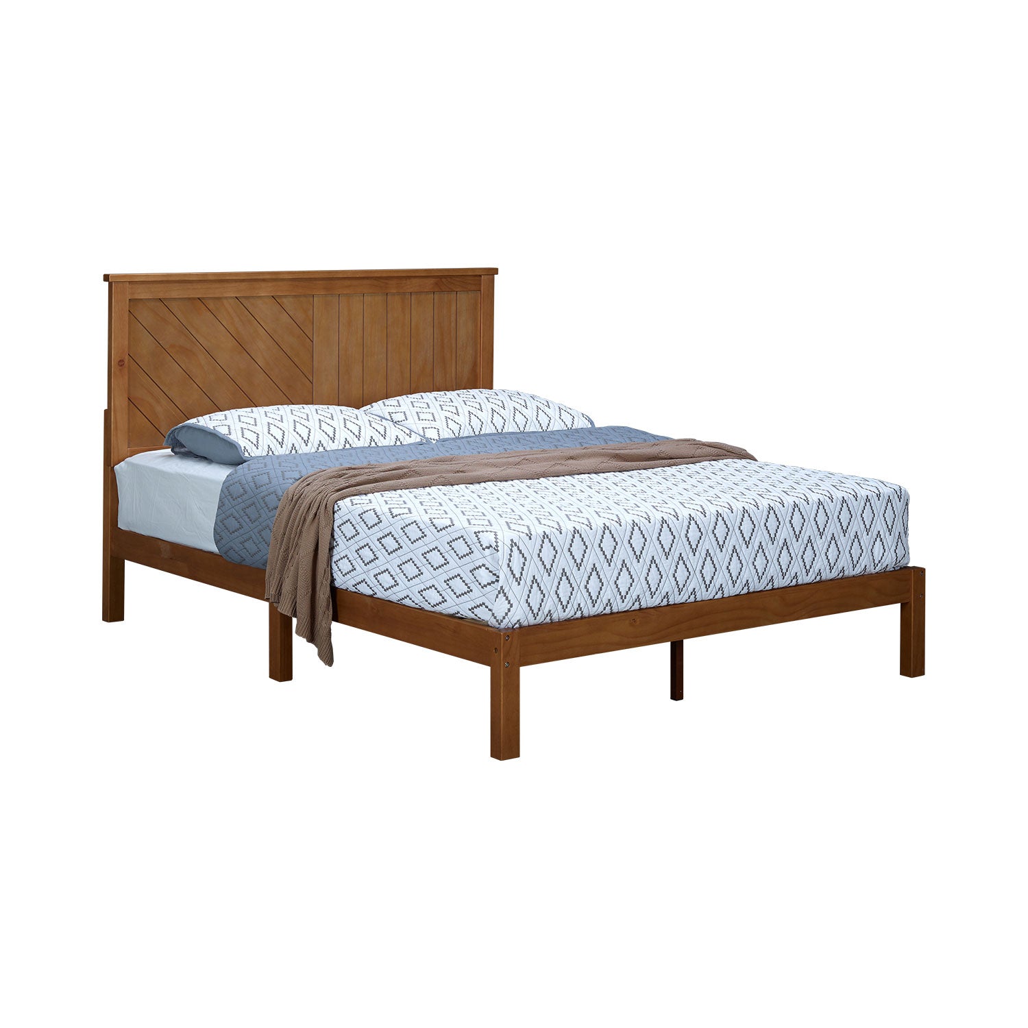 MUSEHOMEINC 12 Inch Solid Wood Platform Bed Frame with Wooden Slats, Queen - Smart-nests