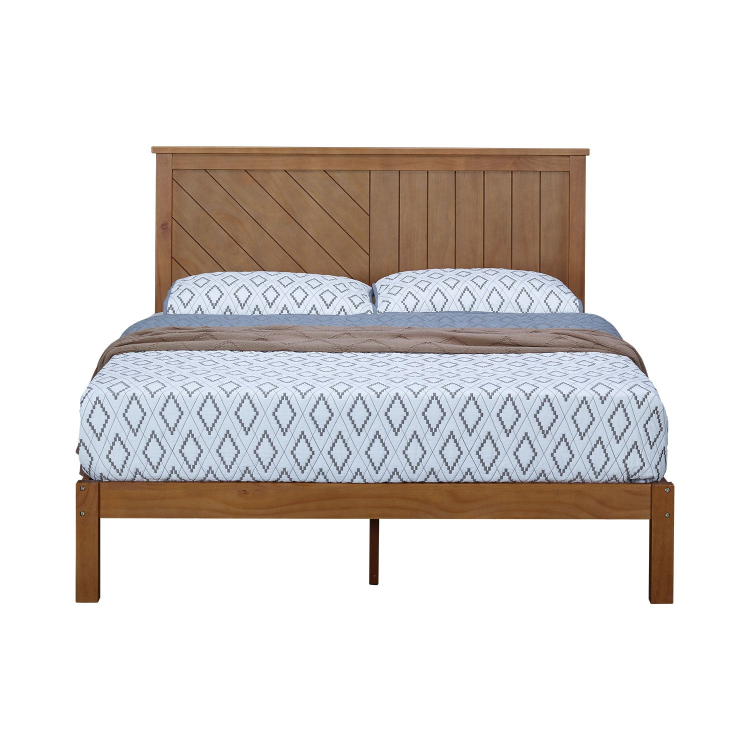 MUSEHOMEINC 12 Inch Solid Wood Platform Bed Frame with Wooden Slats, Queen - Smart-nests